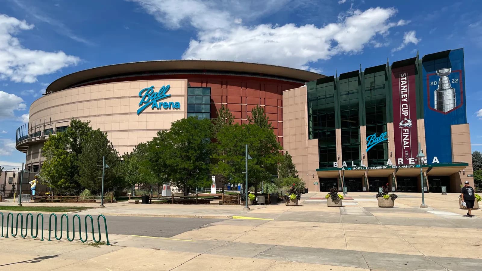 Exterior of Ball Arena in Denver.
