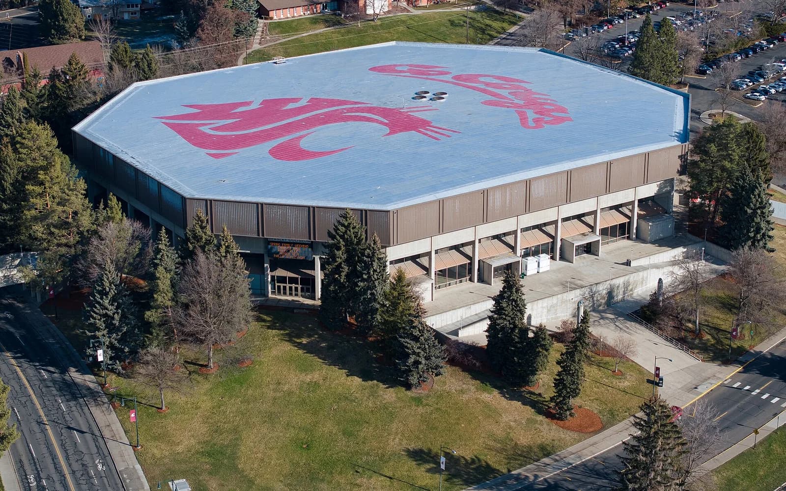 View of Beasley Coliseum, home of Washington State basketball.