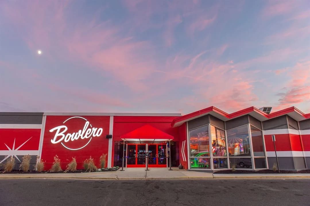 Interior at Lucky Strike North Brunswick under its former Bowlero branding.