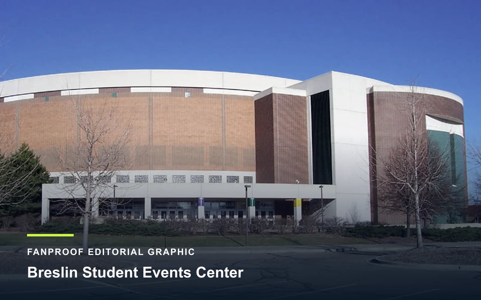 FanProof editorial graphic derived from a reuse-cleared view of Breslin Student Events Center, home of Michigan State basketball.