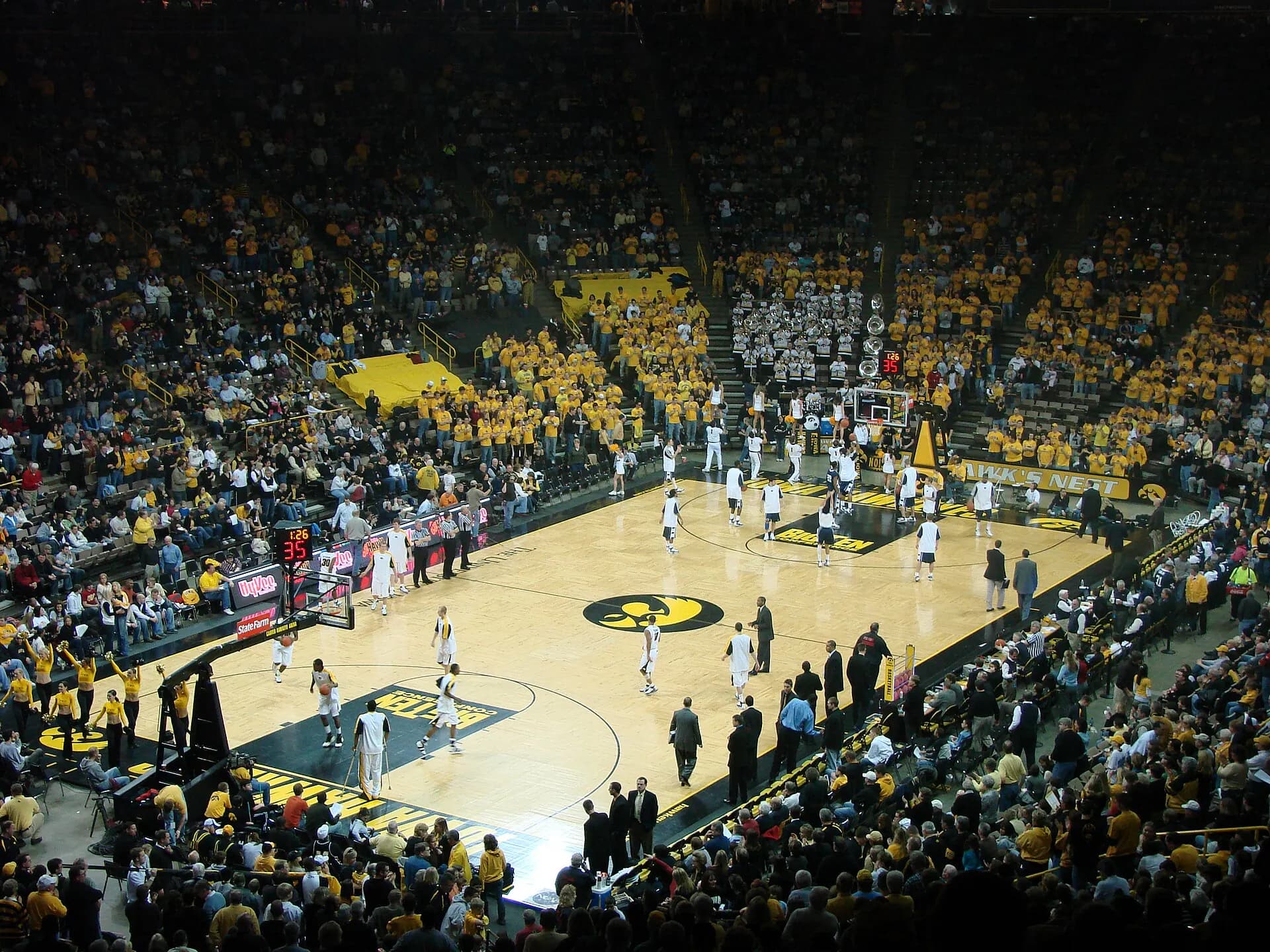 The basketball court and seating bowl inside Carver-Hawkeye Arena.