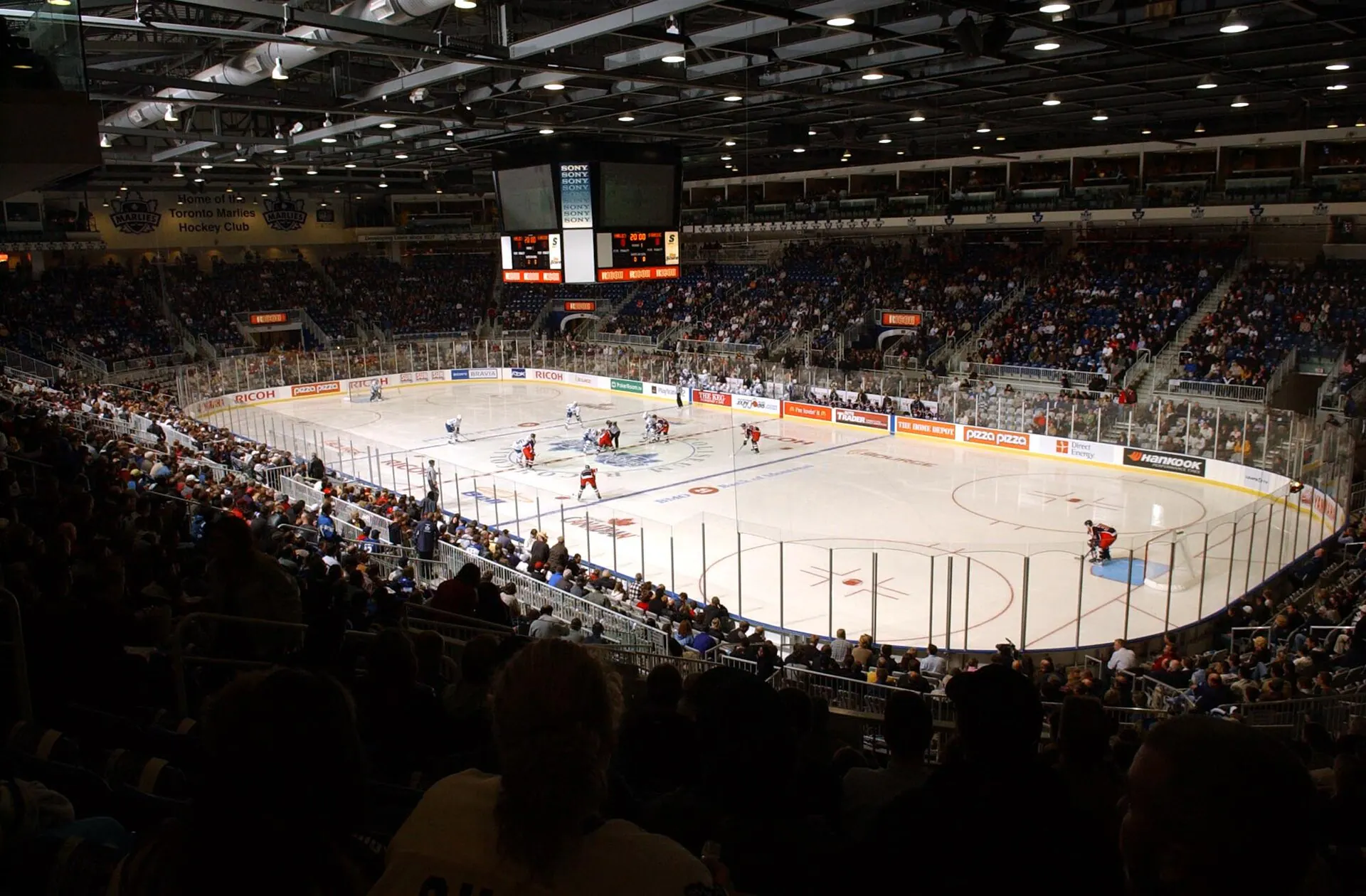 Wide hockey view of the seating bowl inside Coca-Cola Coliseum in Toronto