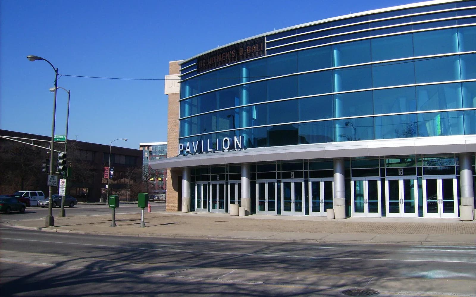 View of Credit Union 1 Arena, home of UIC basketball.
