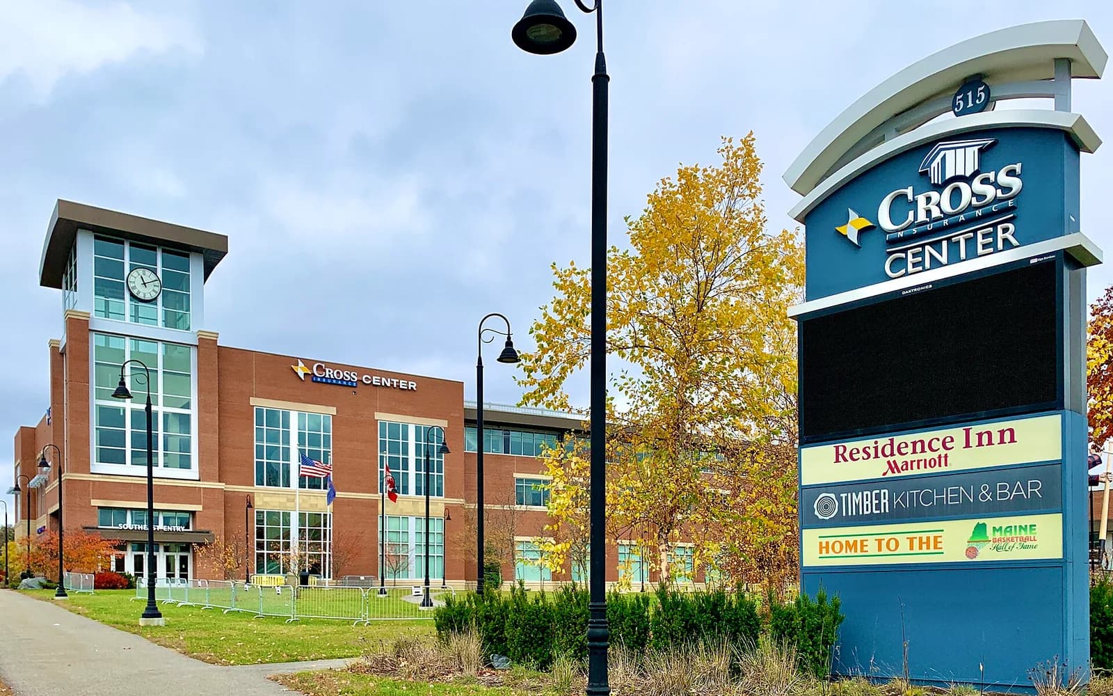 View of Cross Insurance Center, home of Maine basketball.