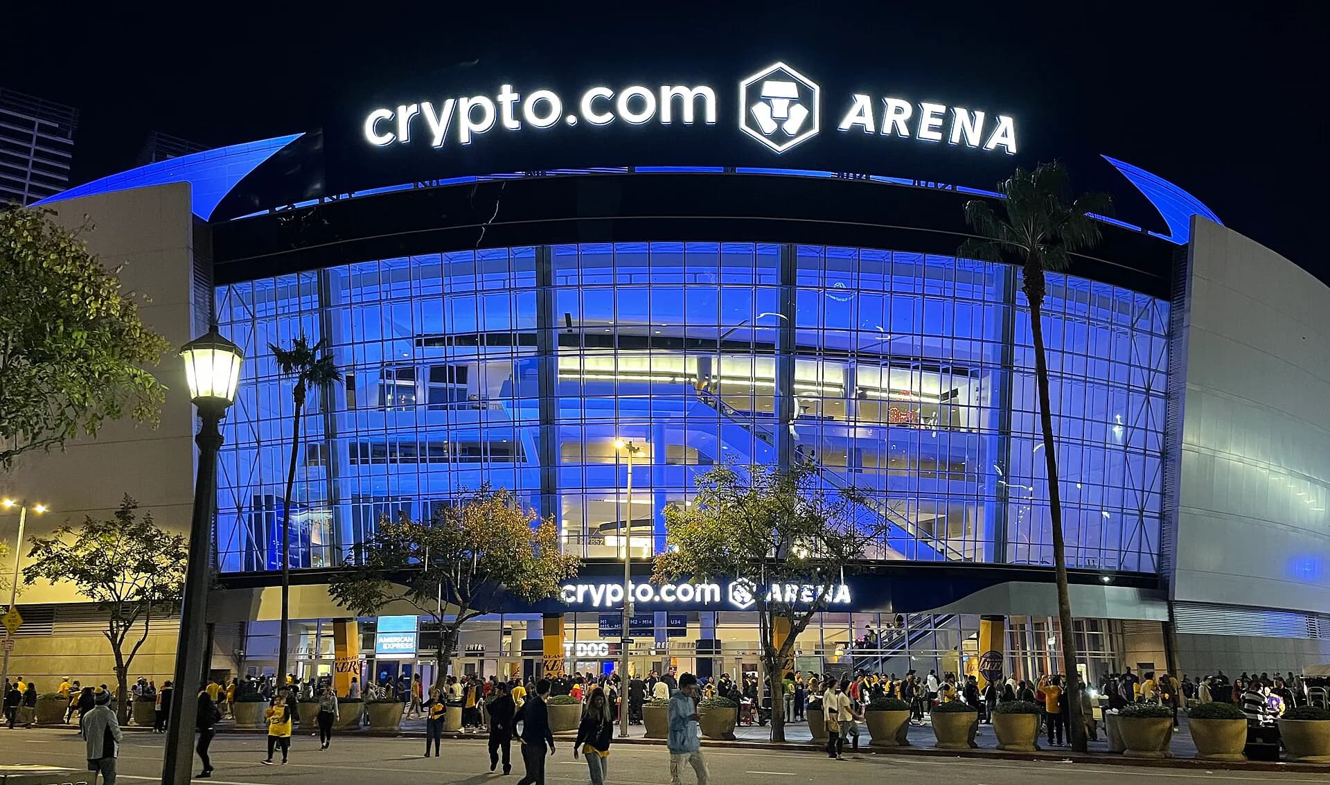 Exterior of Crypto.com Arena in downtown Los Angeles.