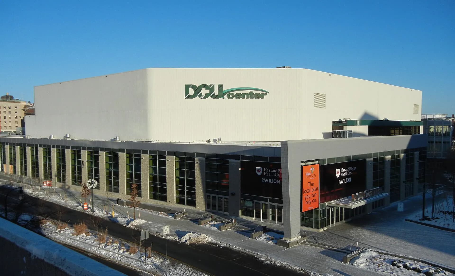DCU Center exterior in downtown Worcester