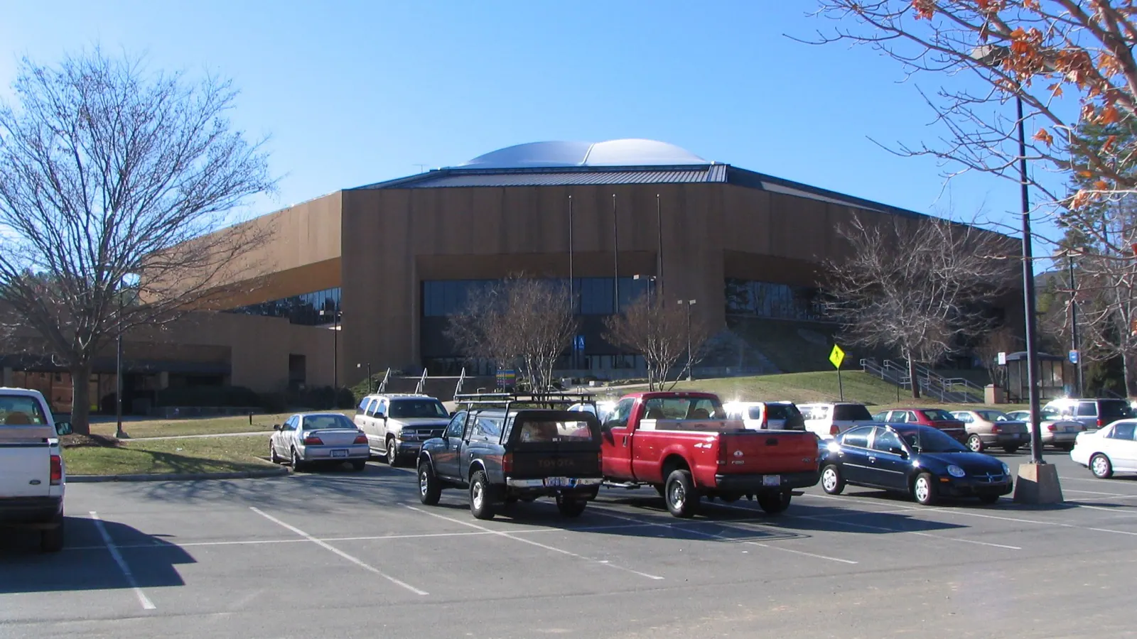 Exterior view of the Dean E. Smith Center in Chapel Hill.