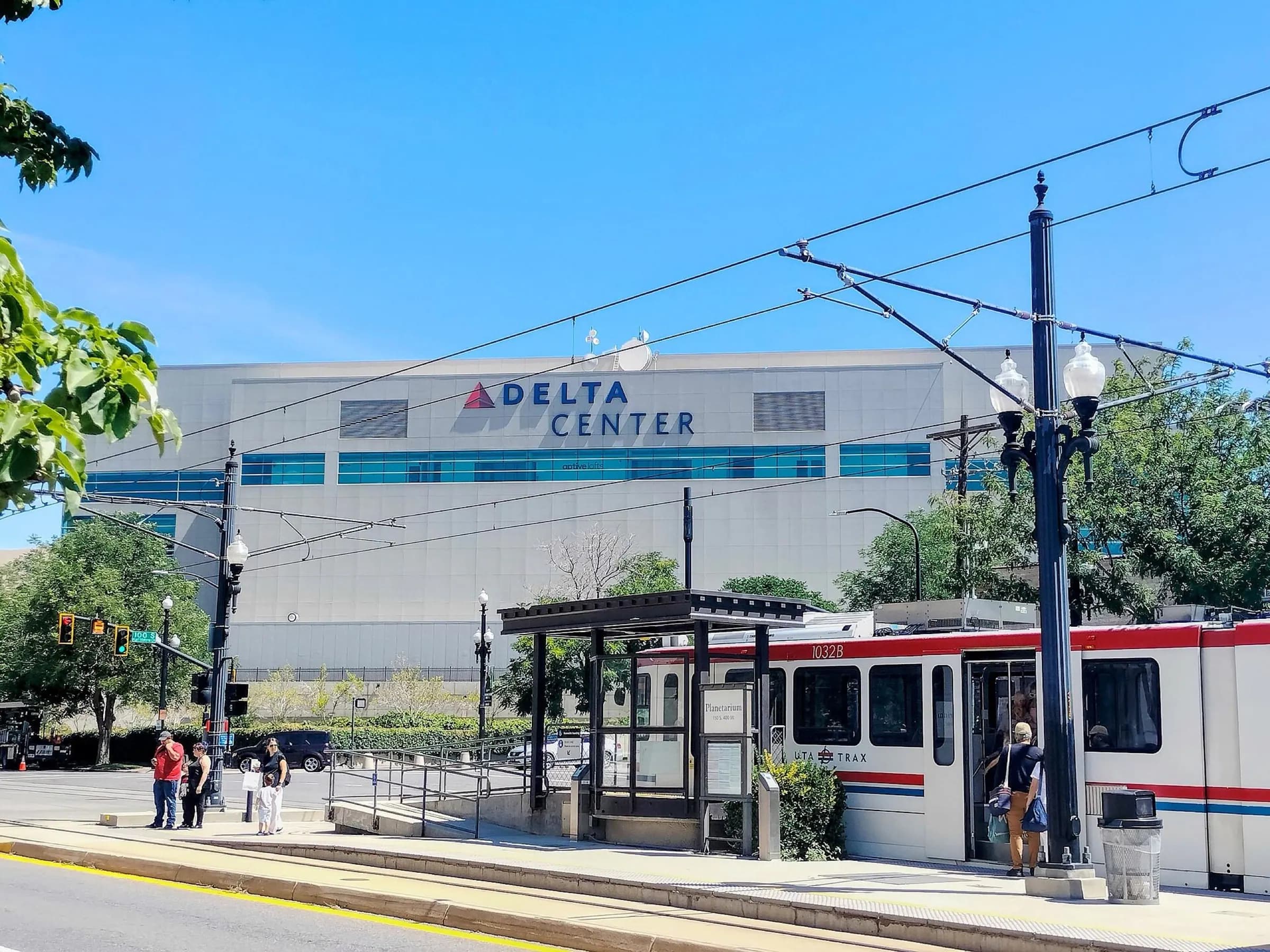 Exterior view of Delta Center.