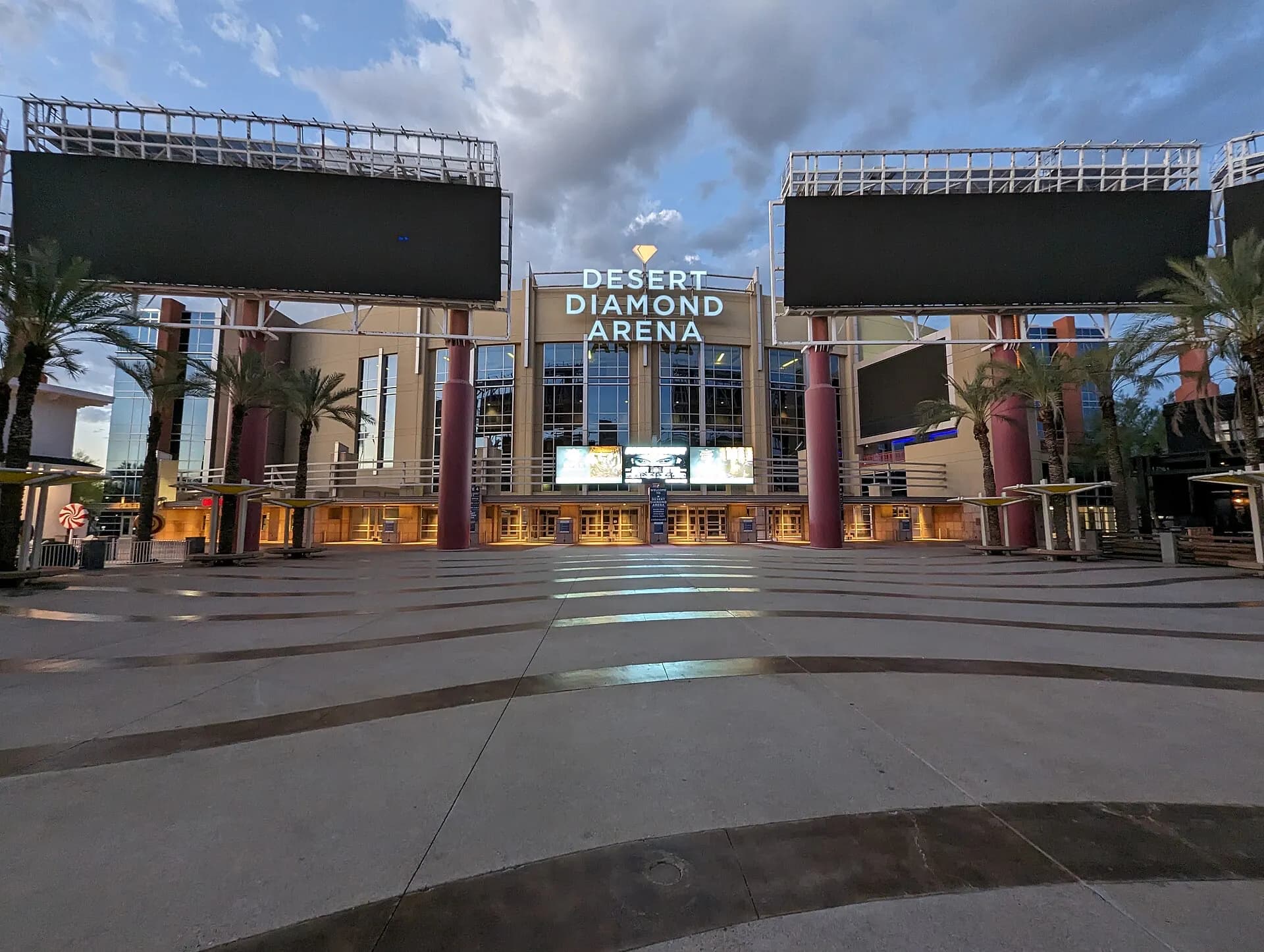 Current Desert Diamond Arena entrance and plaza in Glendale.