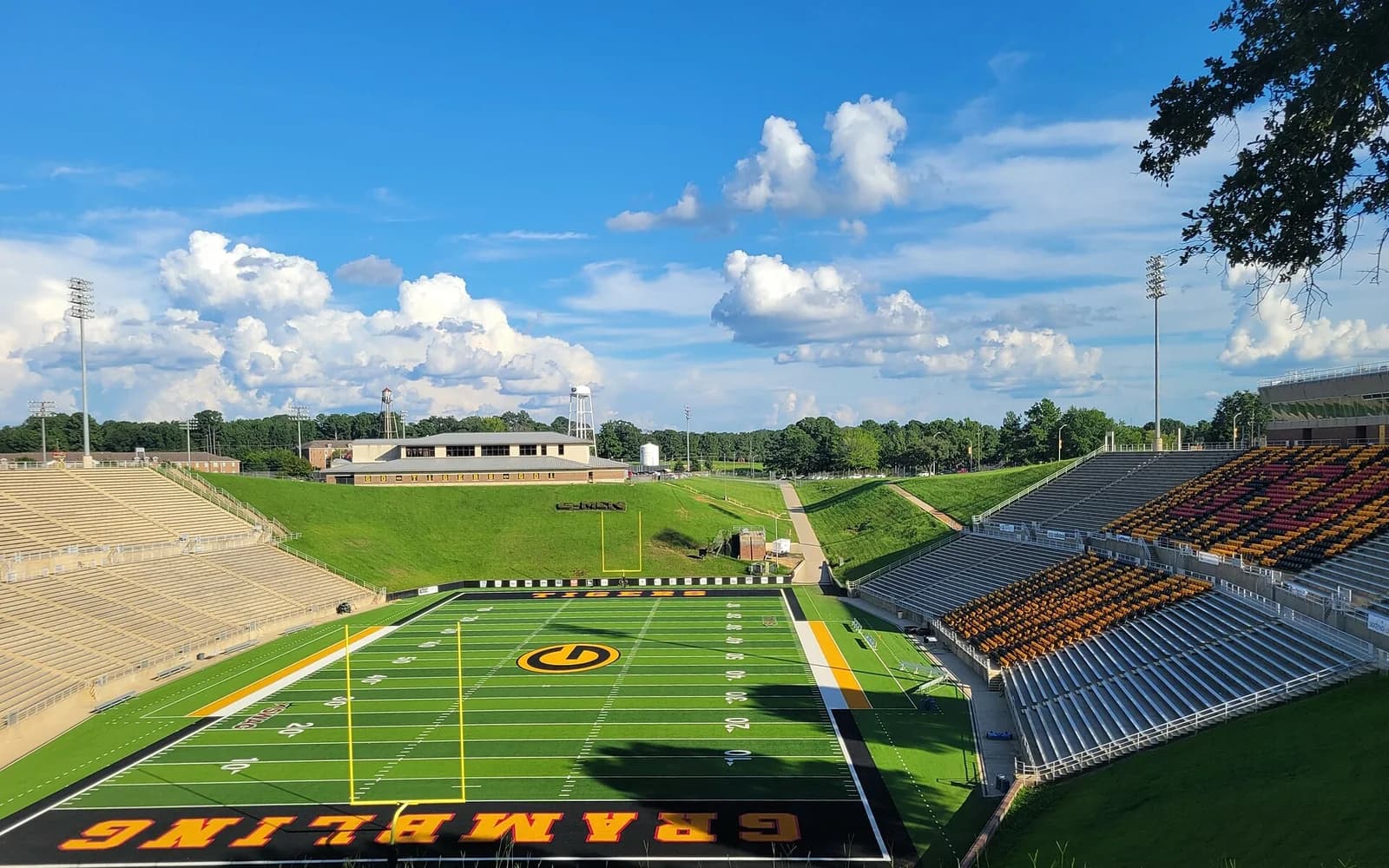View of Eddie G. Robinson Memorial Stadium, home of Grambling State Tigers football.