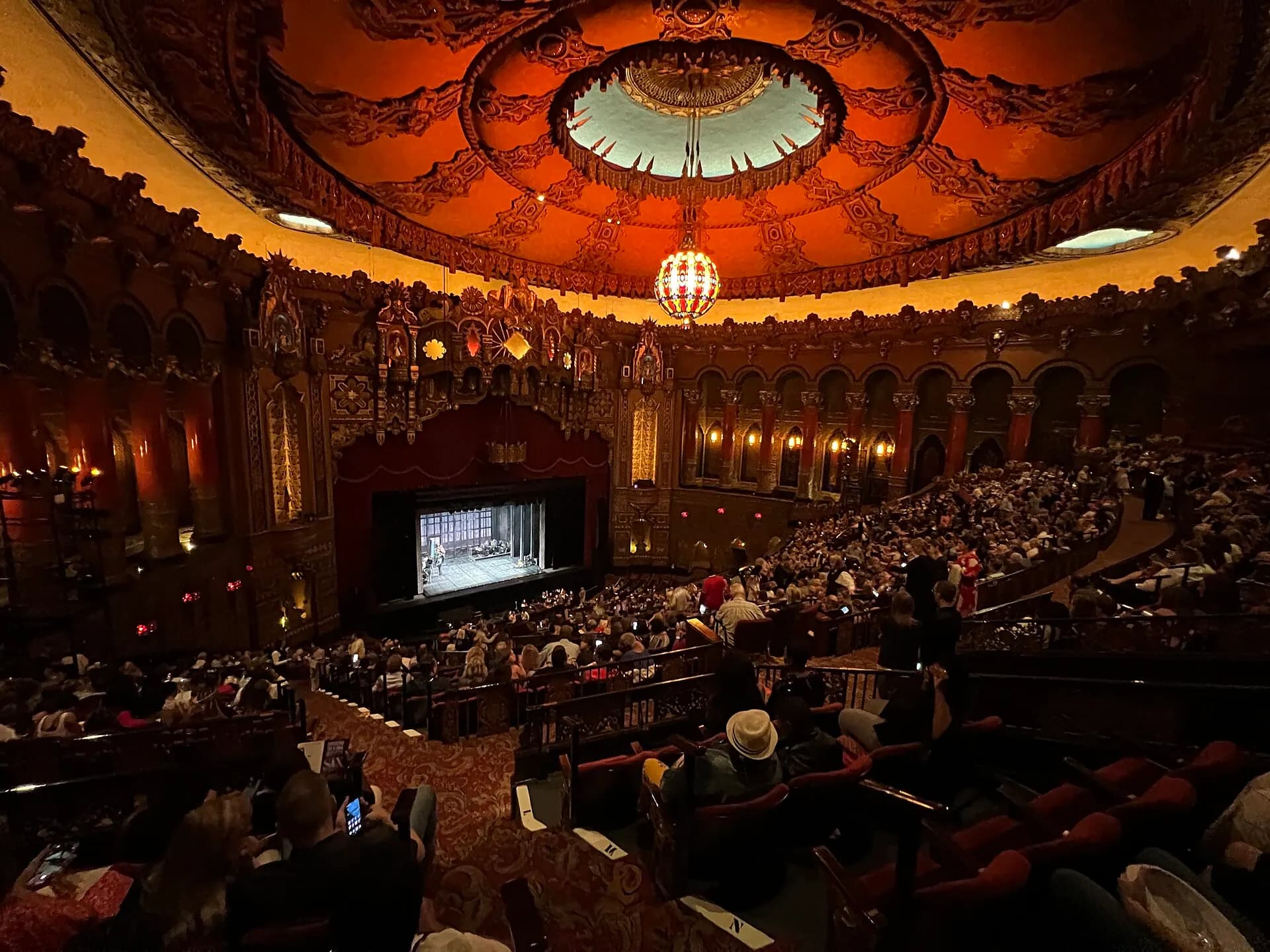 A broad view of the ornate auditorium inside the Fabulous Fox Theatre in St. Louis.