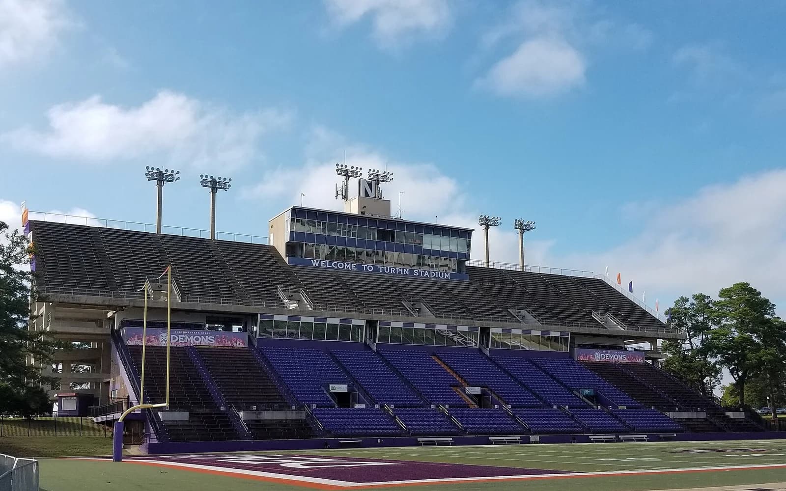 View of Harry Turpin Stadium, home of Northwestern State Demons football.