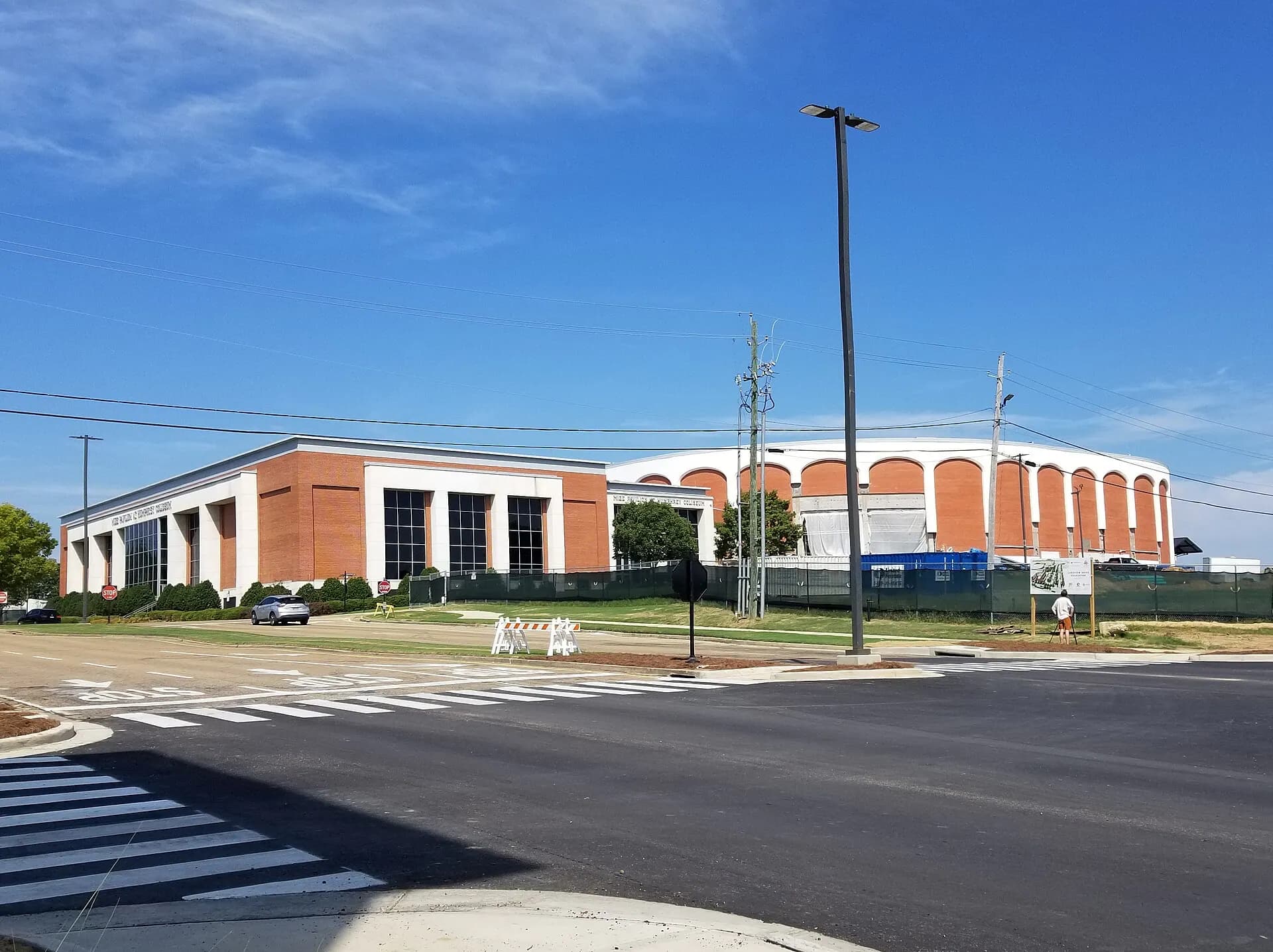 Exterior establishing view of Humphrey Coliseum during its 2022 renovation at Mississippi State.