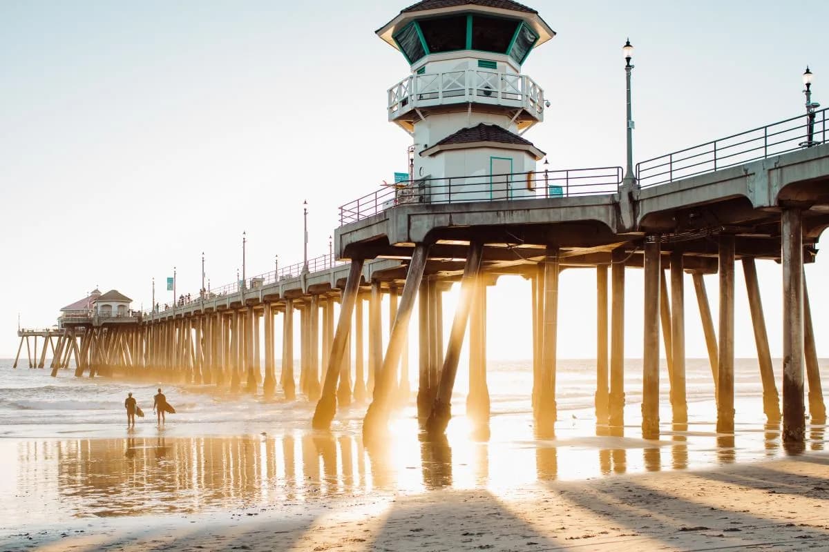 Huntington Beach Pier — beach and pier view from Visit Huntington Beach.