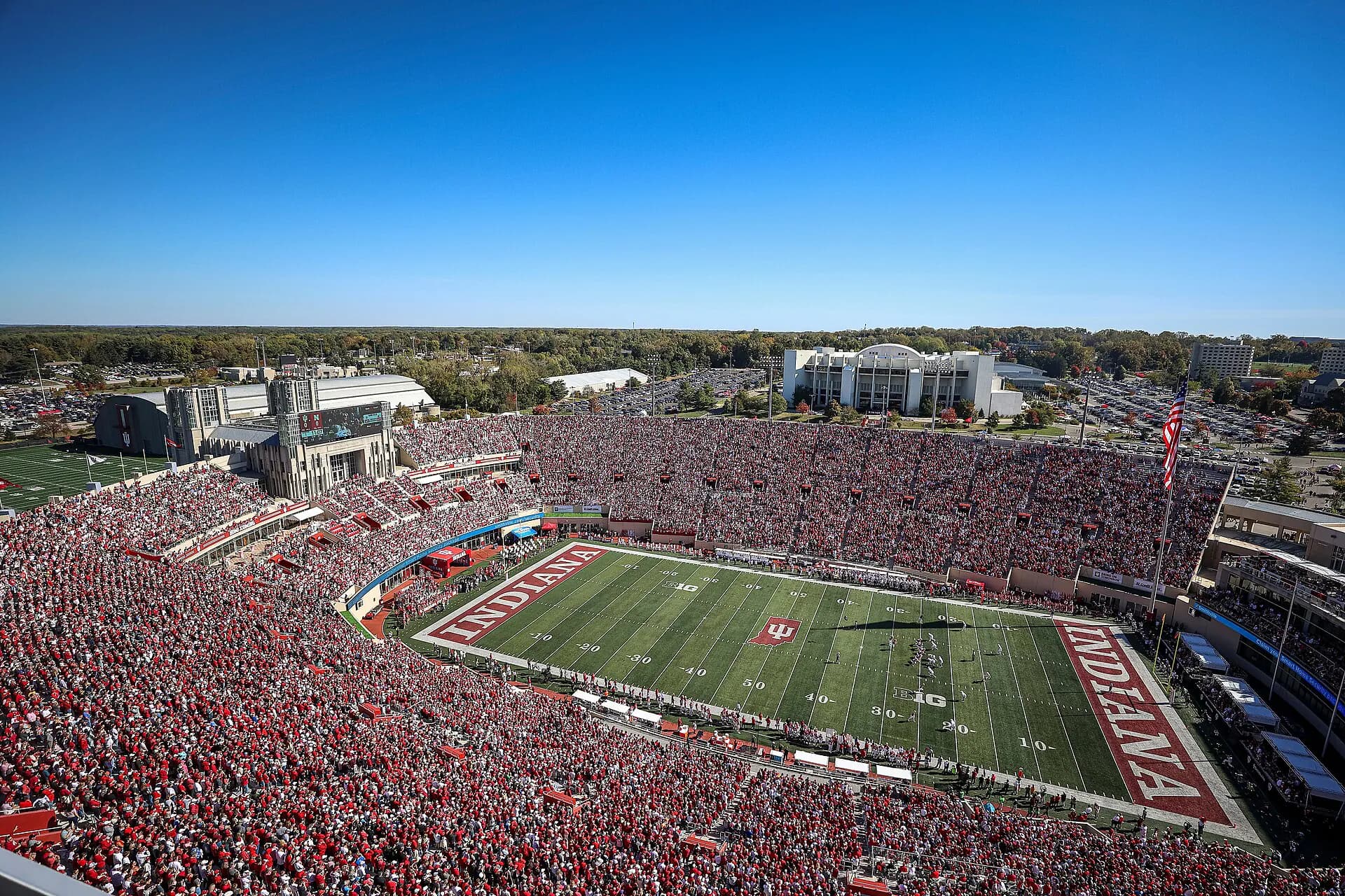 Aerial view at Indiana University Memorial Stadium in Bloomington, IN