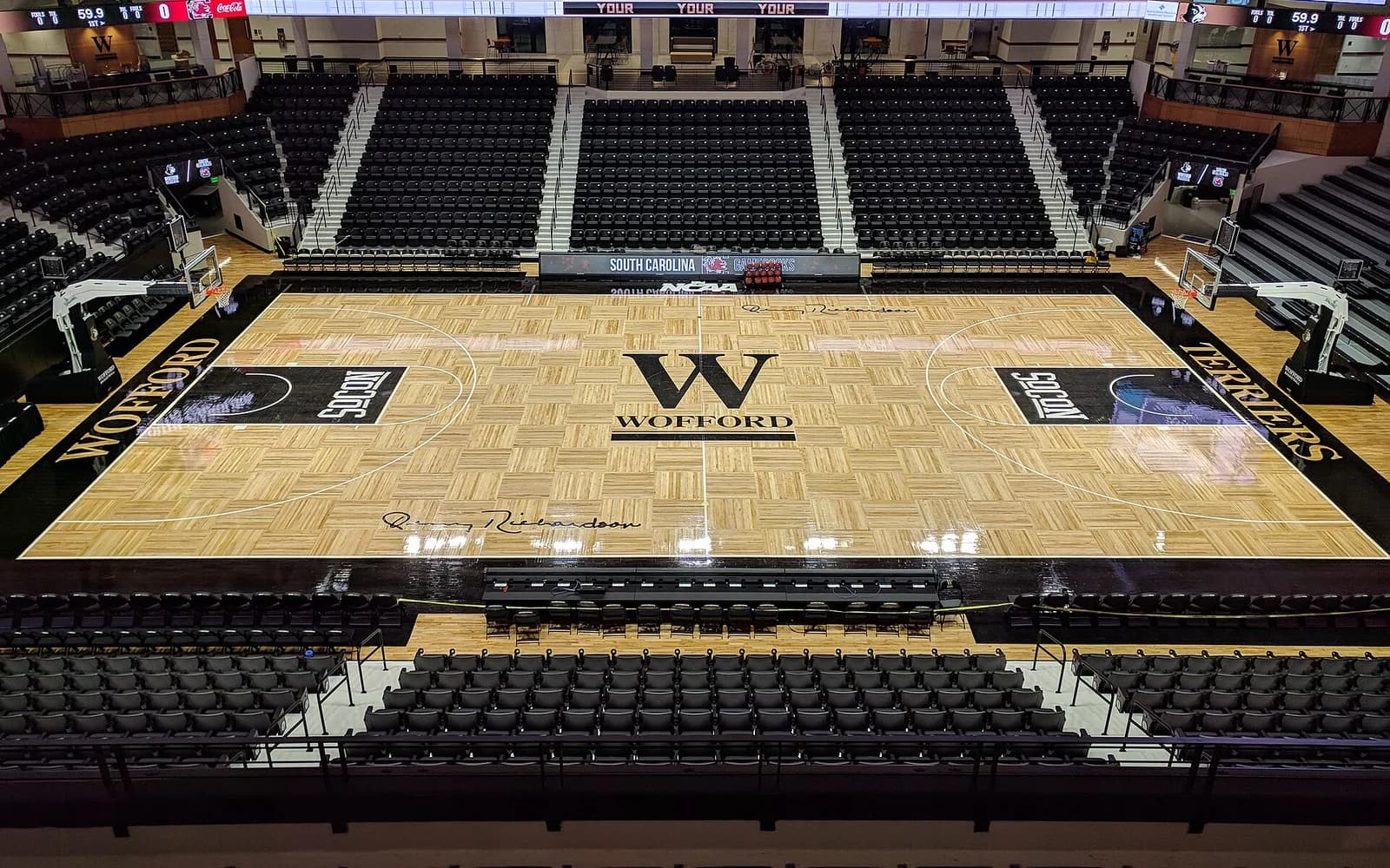 View of Jerry Richardson Indoor Stadium, home of Wofford basketball.