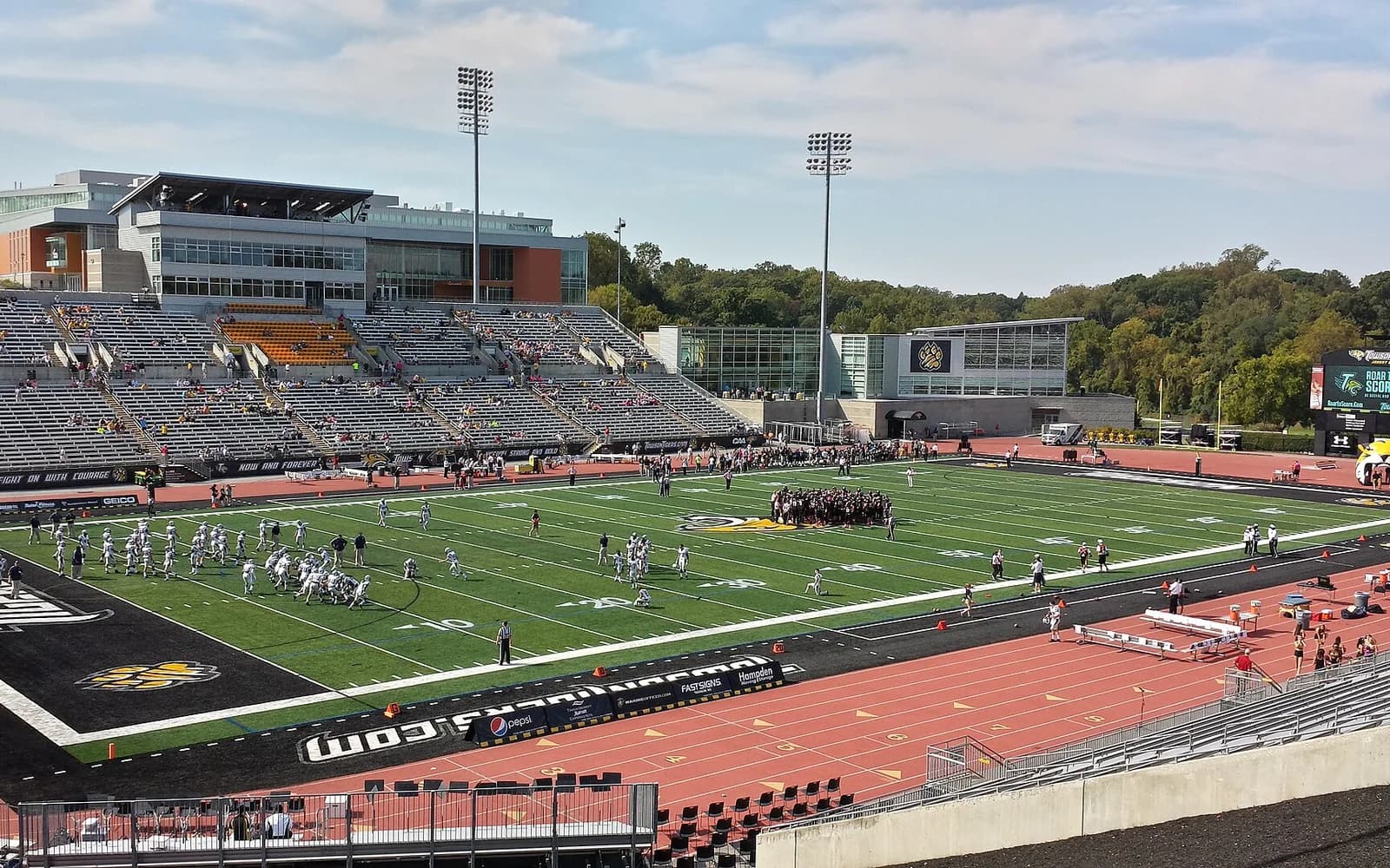 View of Johnny Unitas Stadium, home of Towson Tigers football.