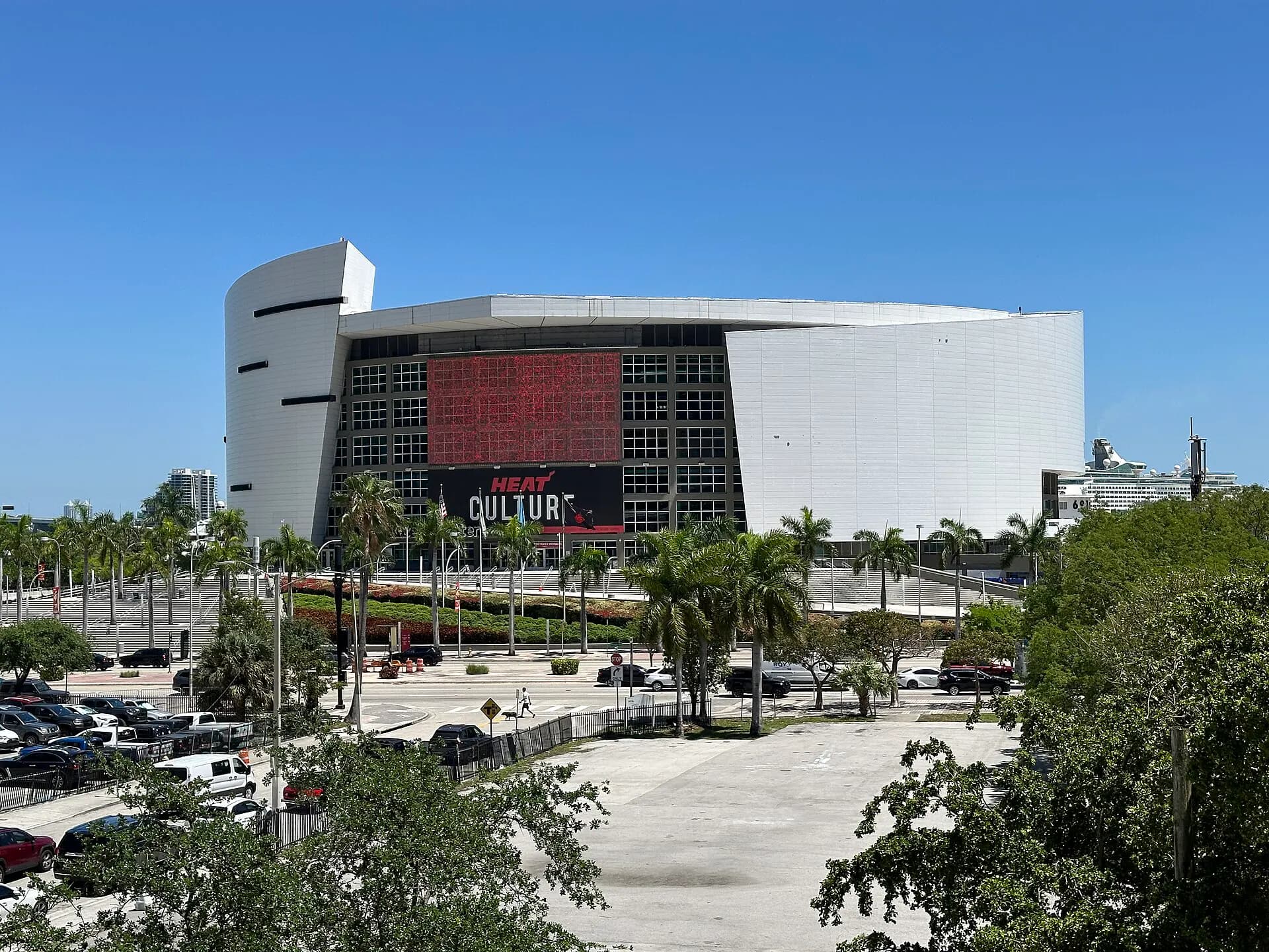 Kaseya Center exterior in downtown Miami.
