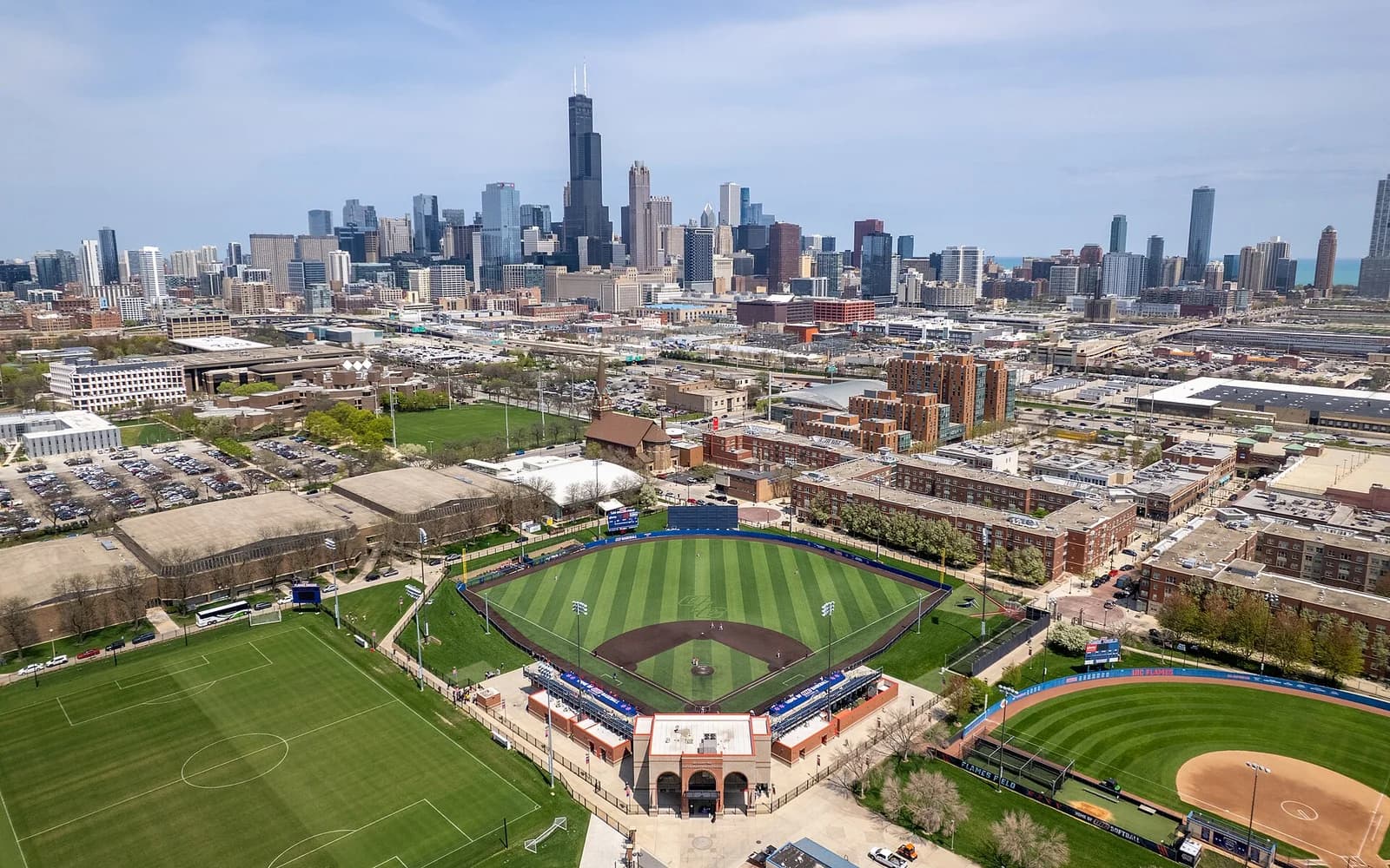 View of Les Miller Field at Curtis Granderson Stadium, home of UIC baseball.