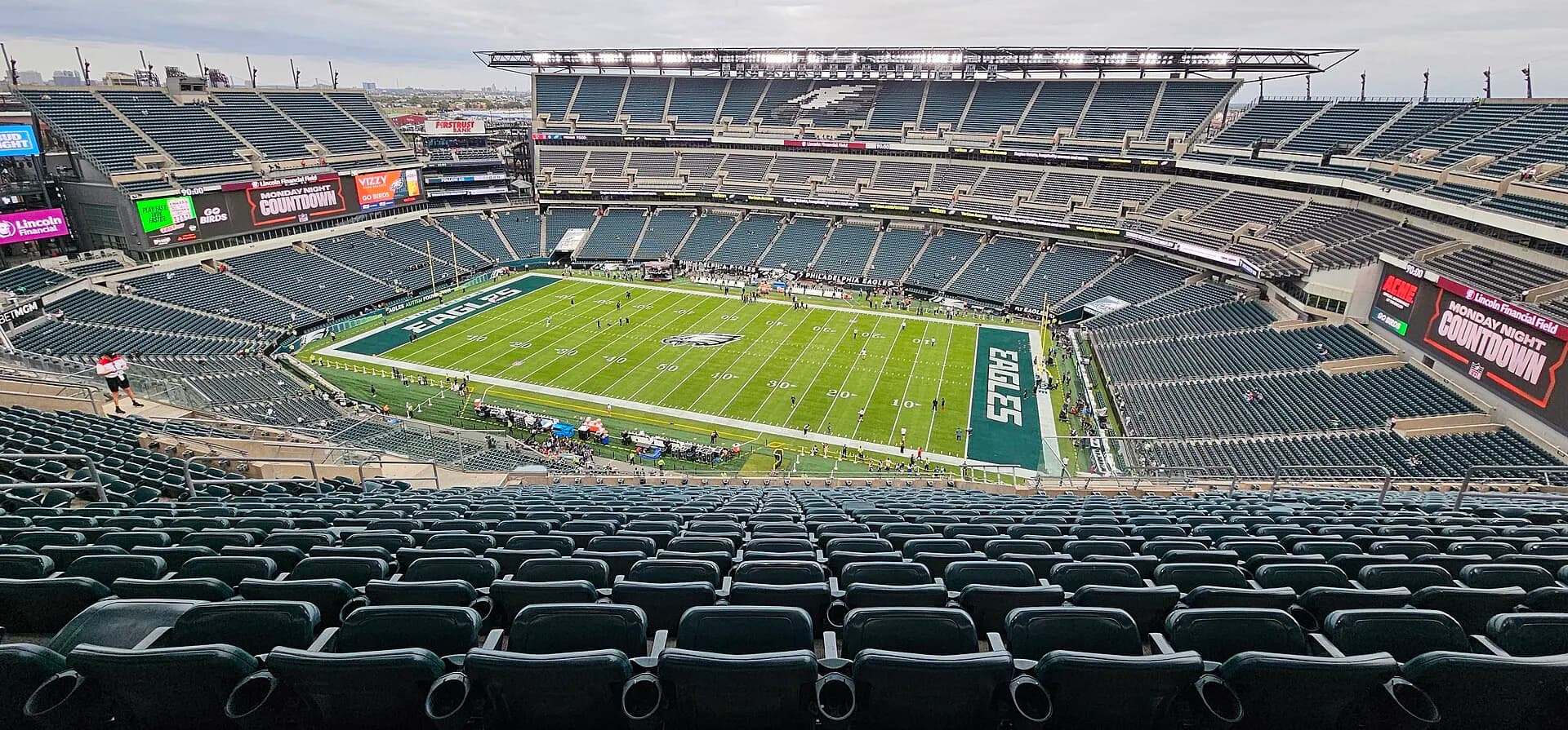 Wide 2024 interior view of Lincoln Financial Field and its seating bowl.