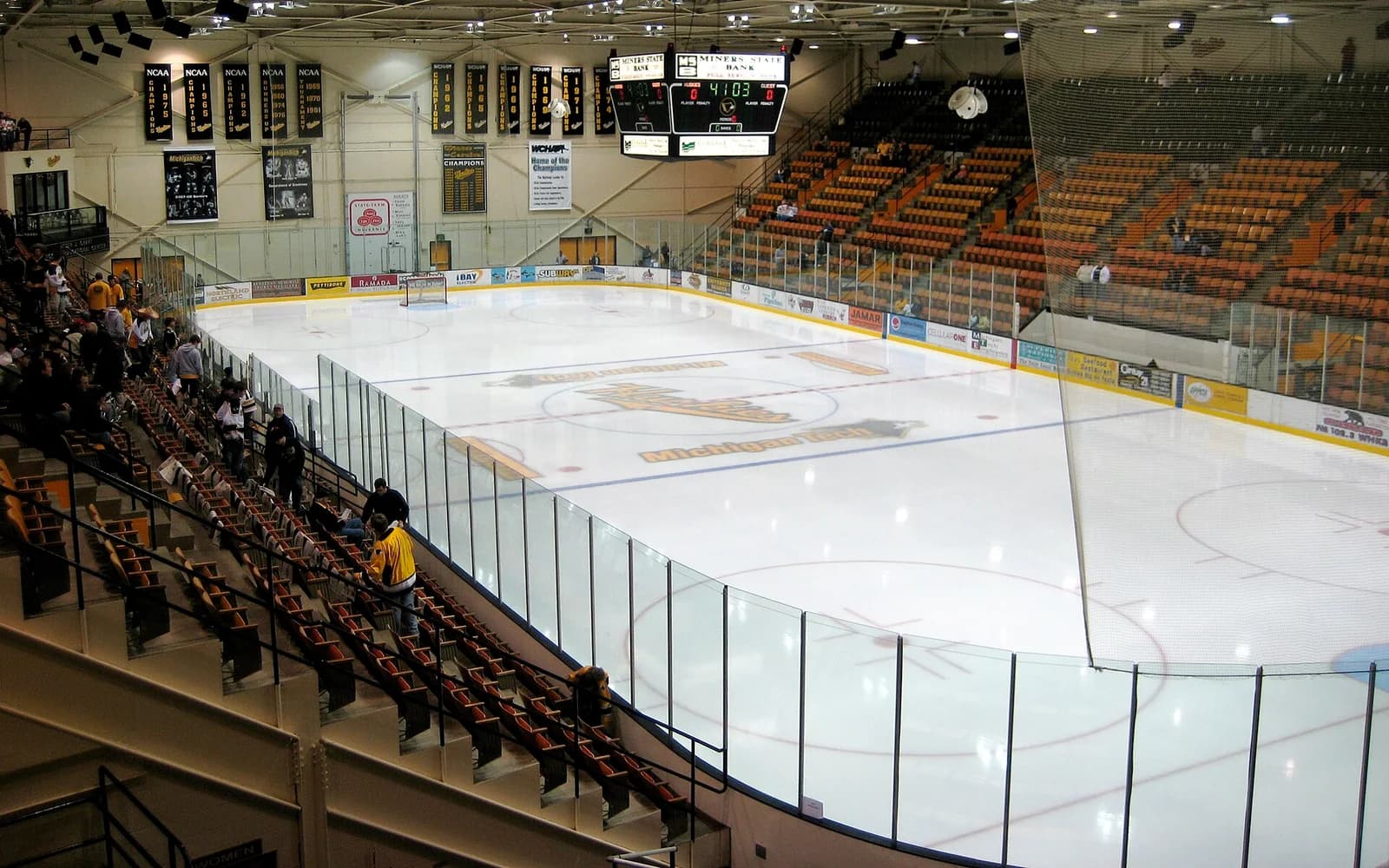 View of MacInnes Student Ice Arena, home of Michigan Tech ice hockey.