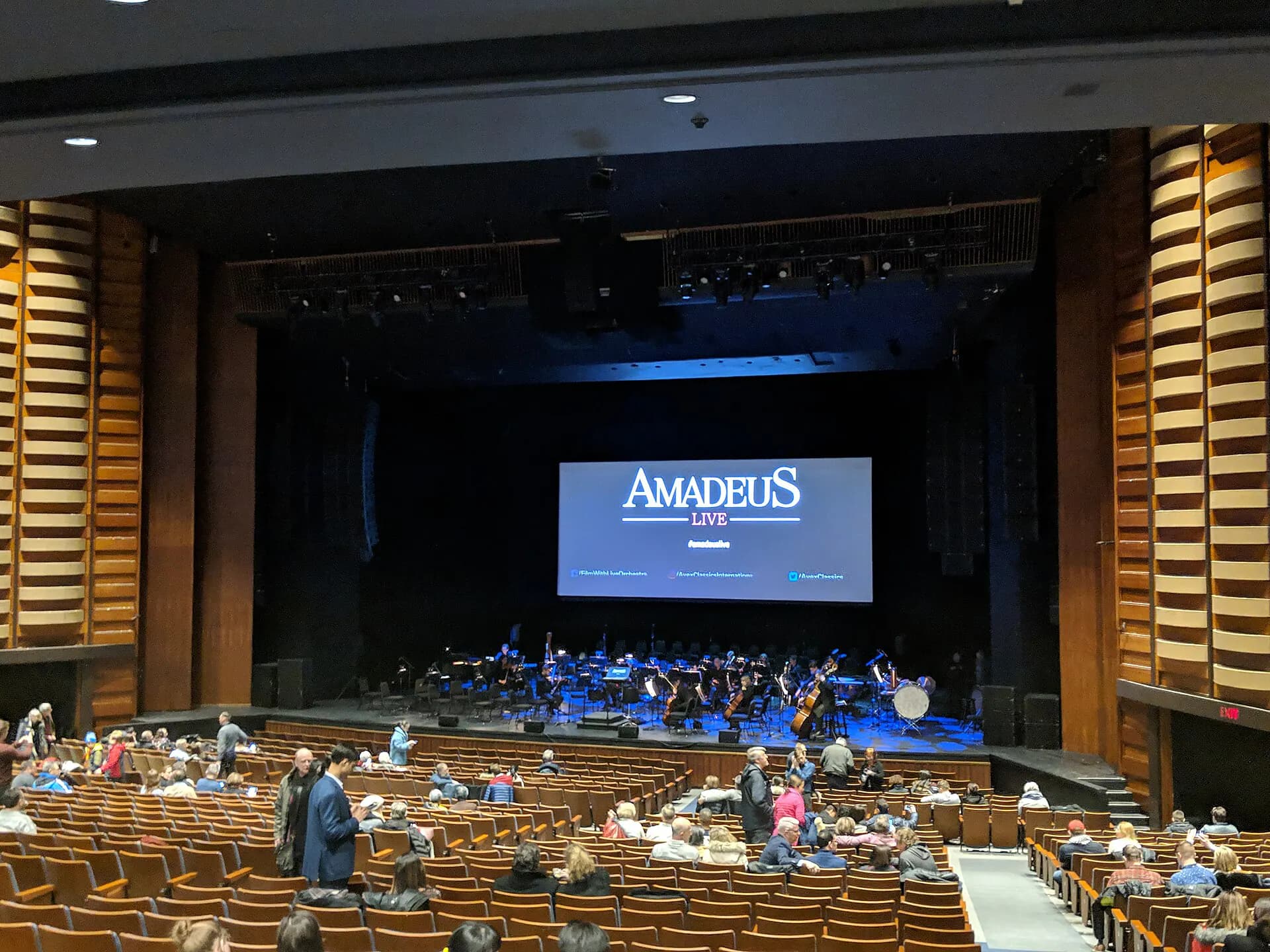 Wide auditorium and stage view inside Meridian Hall in Toronto