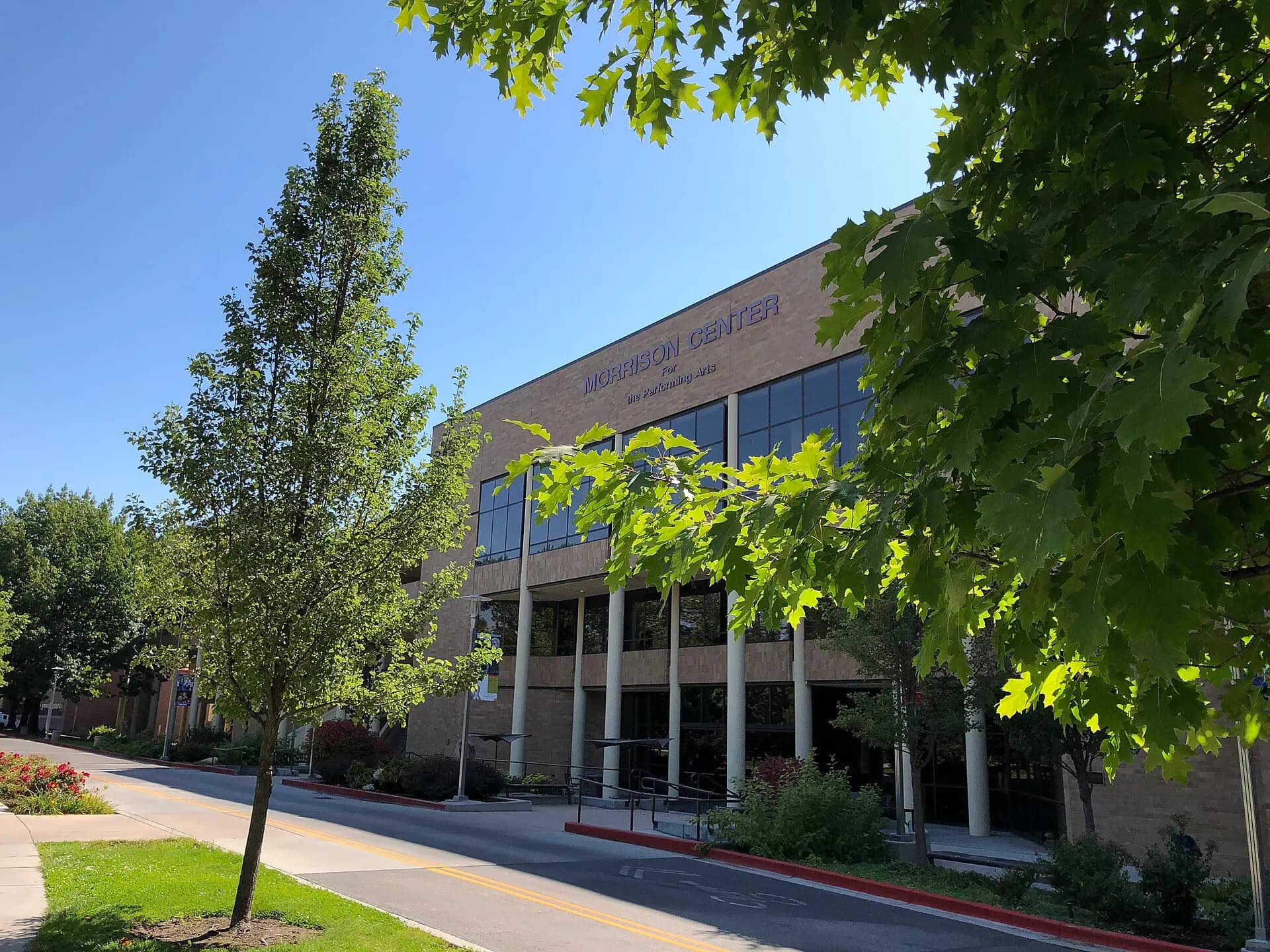 The Morrison Center for the Performing Arts exterior and entrance on the Boise State campus.
