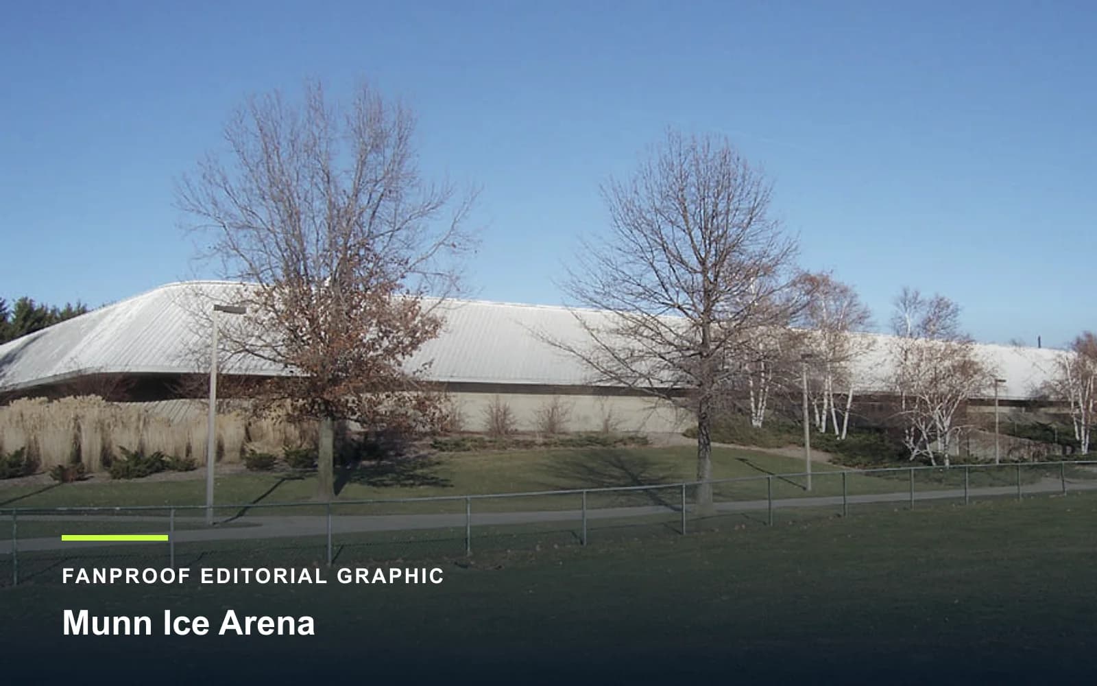 FanProof editorial graphic derived from a reuse-cleared view of Munn Ice Arena, home of Michigan State ice hockey.