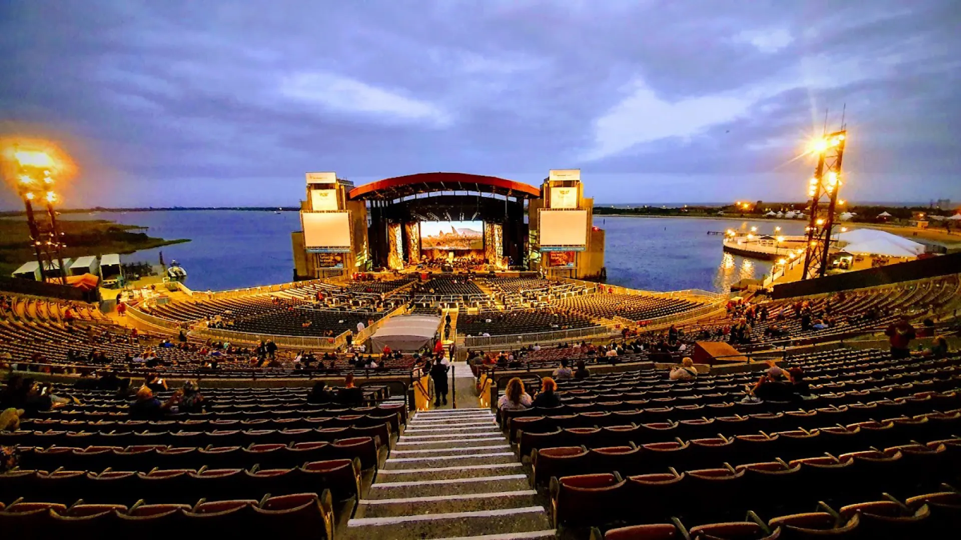 The waterfront seating bowl and stage at Northwell Health at Jones Beach Theater.