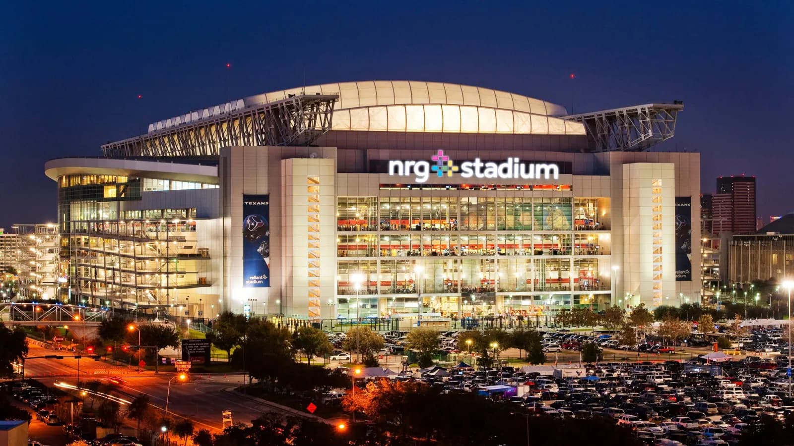 Exterior view of NRG Stadium in Houston.