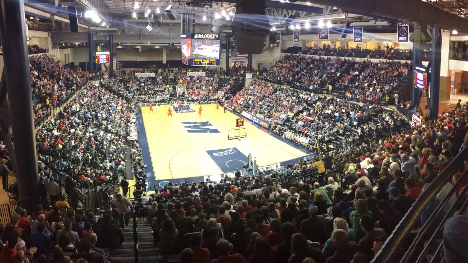 OceanFirst Bank Center’s basketball court and surrounding stands in an older official photograph published in November 2015.
