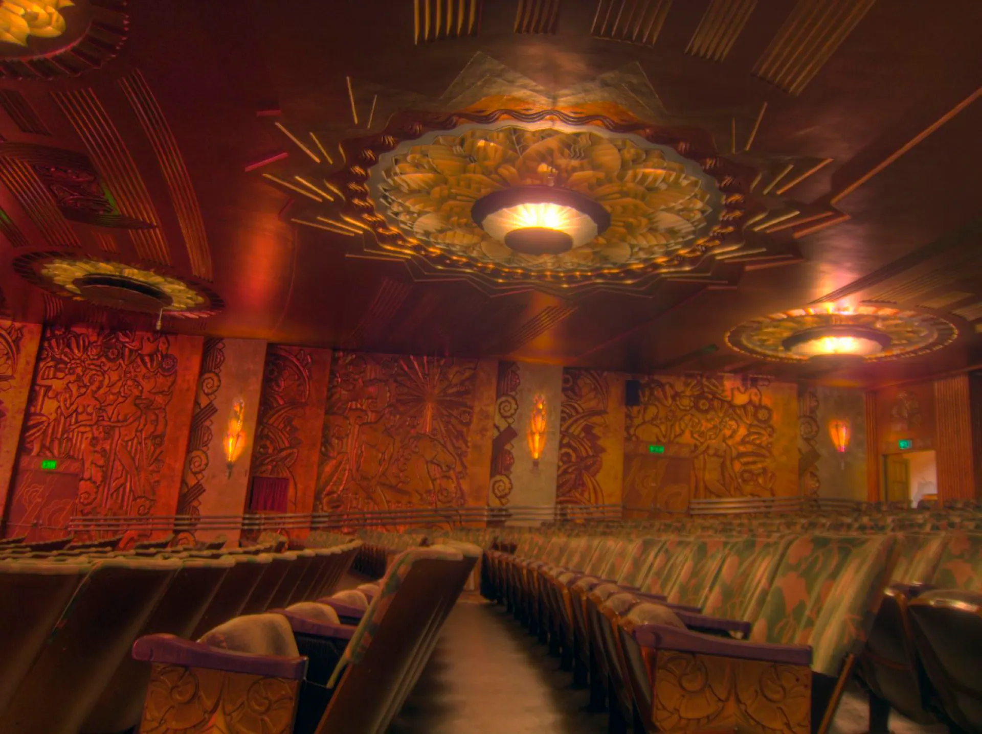 Wide view across the ornate auditorium and seating inside Oakland's Paramount Theatre.