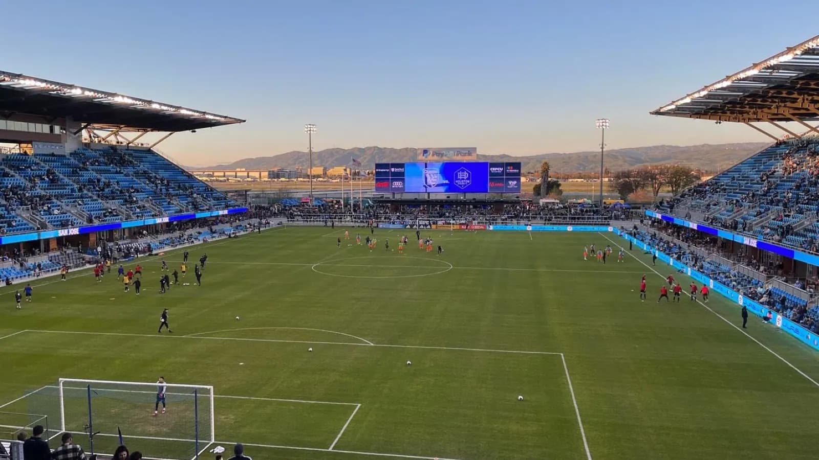 PayPal Park pitch and seating before a soccer match.