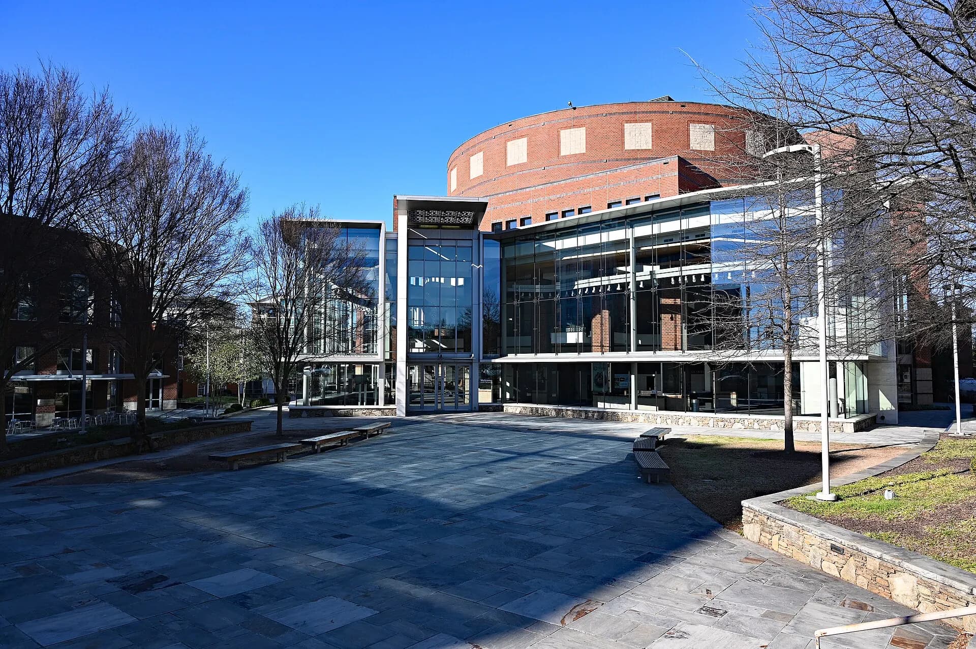 The Peace Center concert hall entrance and plaza in downtown Greenville.