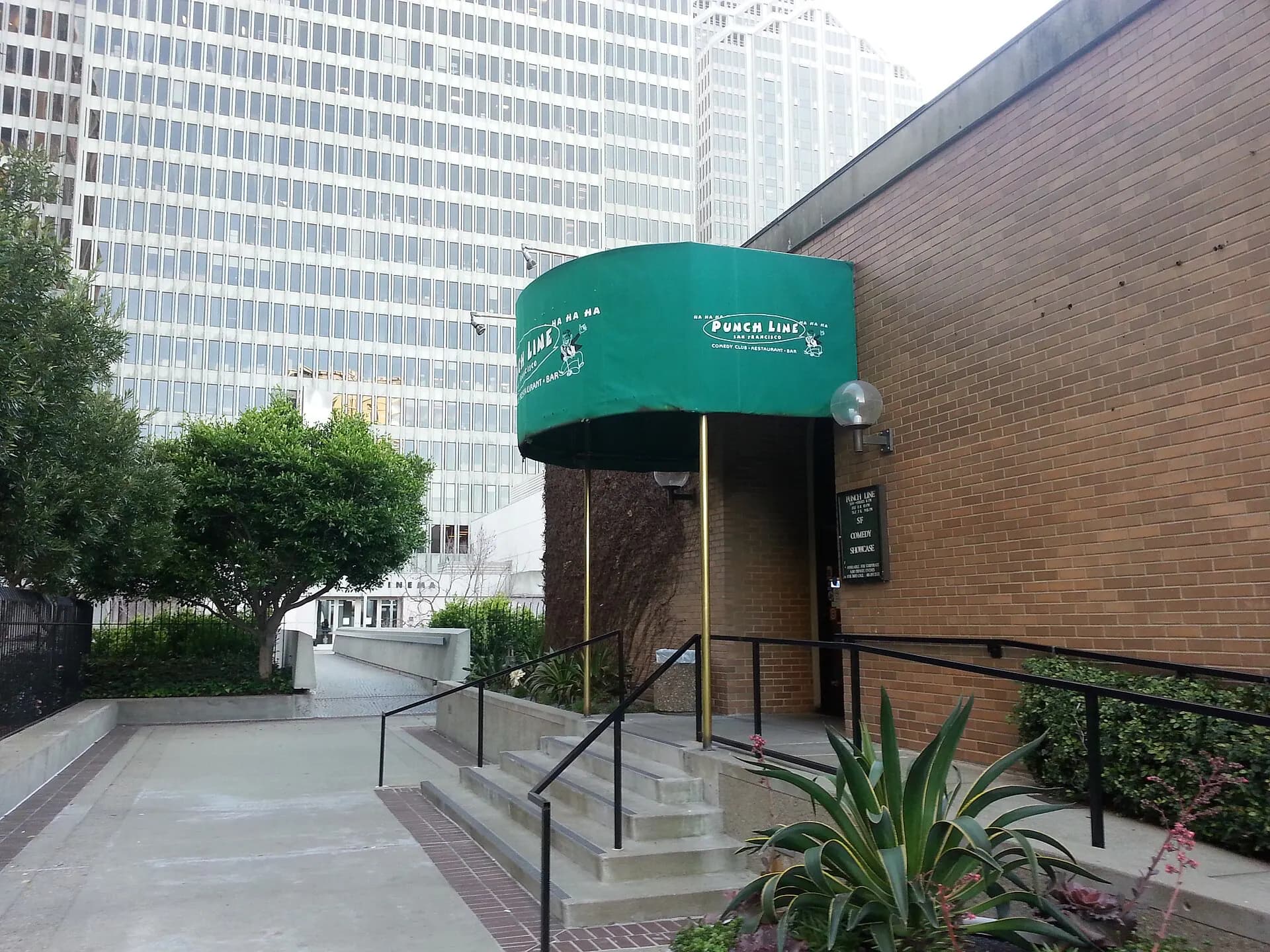 The Punch Line San Francisco entrance and awning at 444 Battery Street.