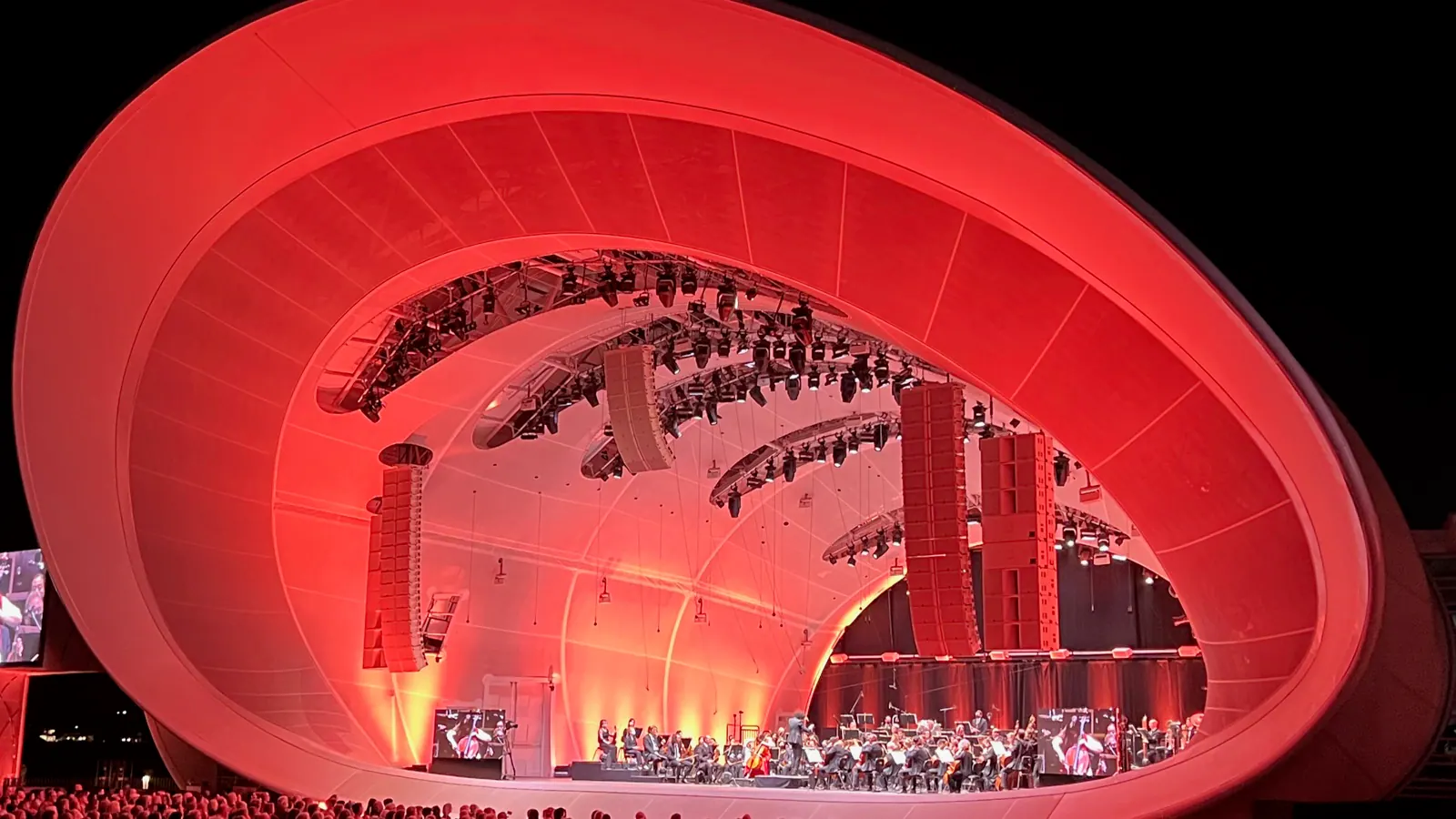 The Rady Shell stage and audience lawn beside San Diego Bay.