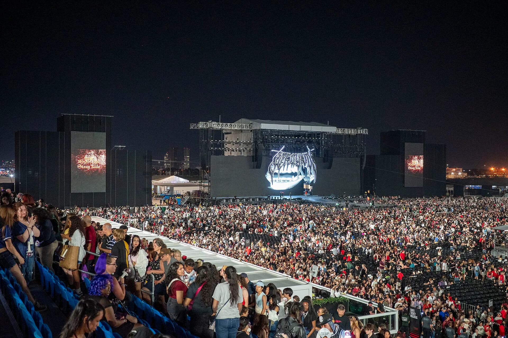 Wide concert view of the stage, floor, and grandstands at Rogers Stadium in Toronto