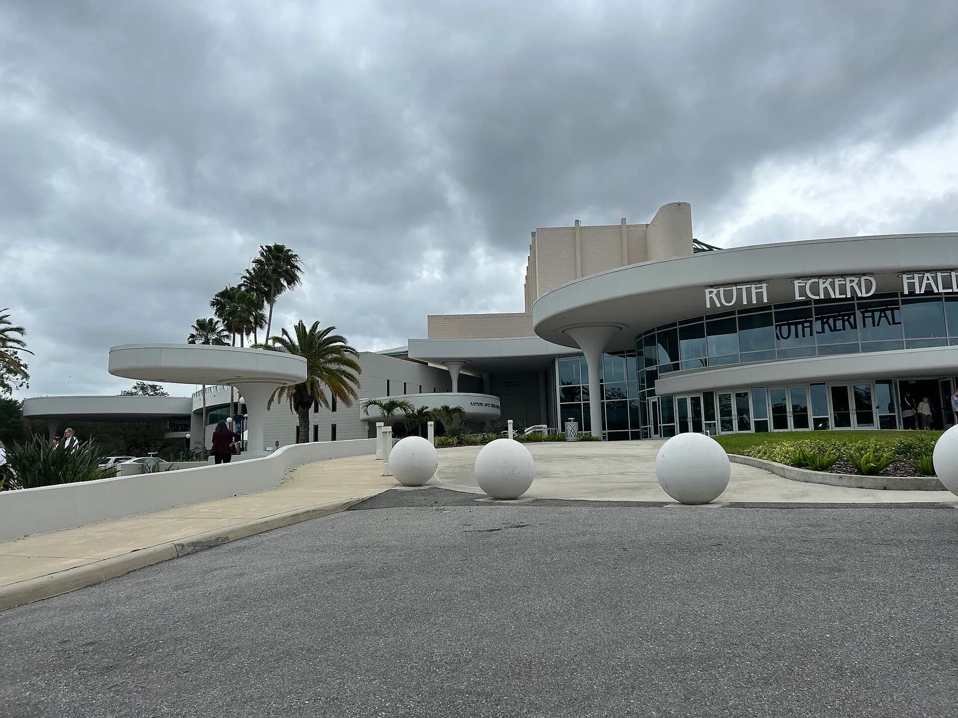 The exterior entrance and drop-off area at Ruth Eckerd Hall.