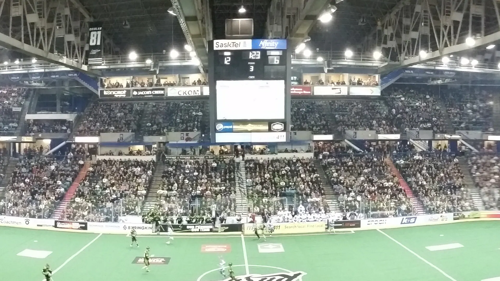 Wide panoramic view of the event floor and seating inside SaskTel Centre in Saskatoon