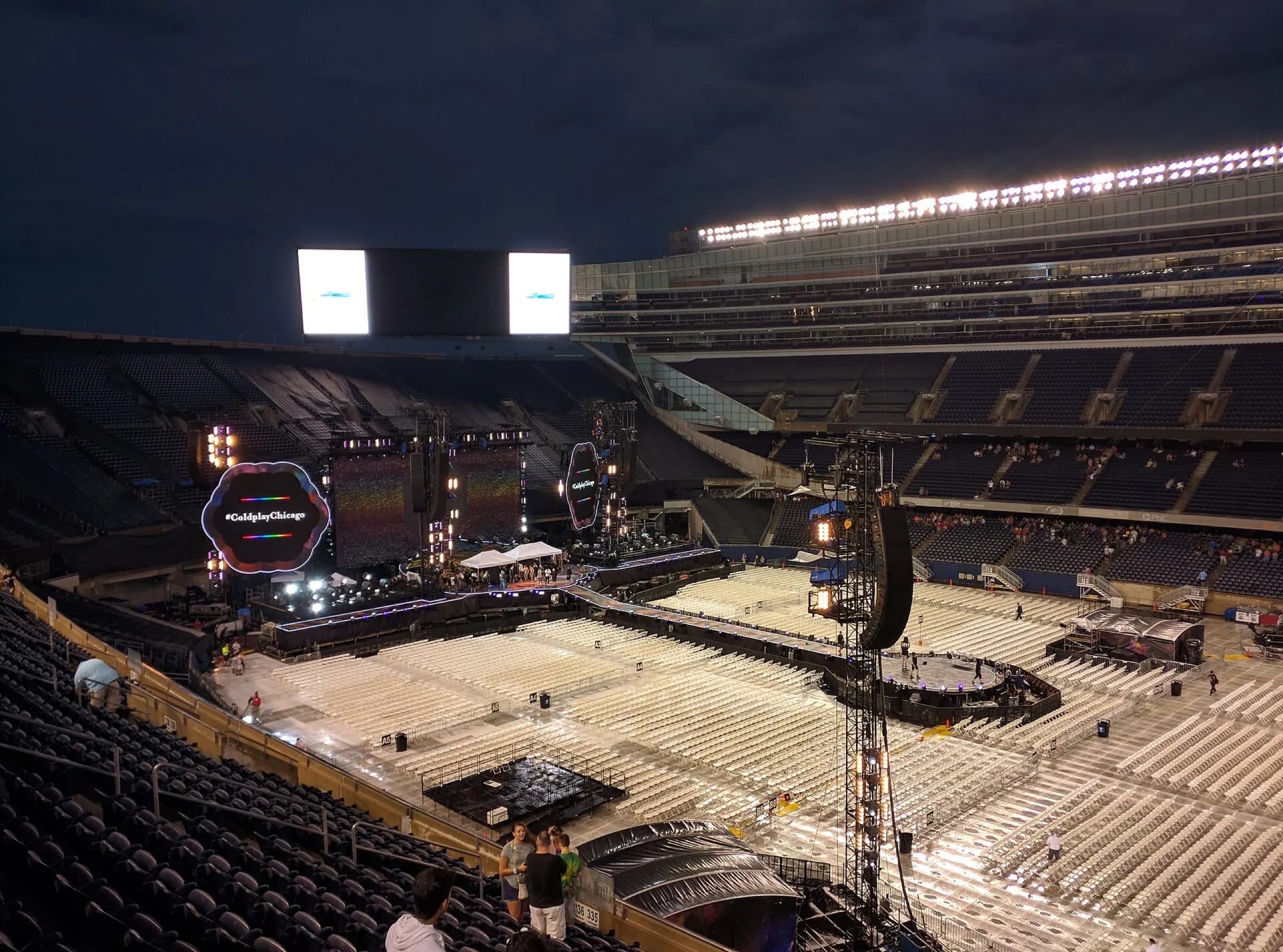 Stage and audience view inside Soldier Field.