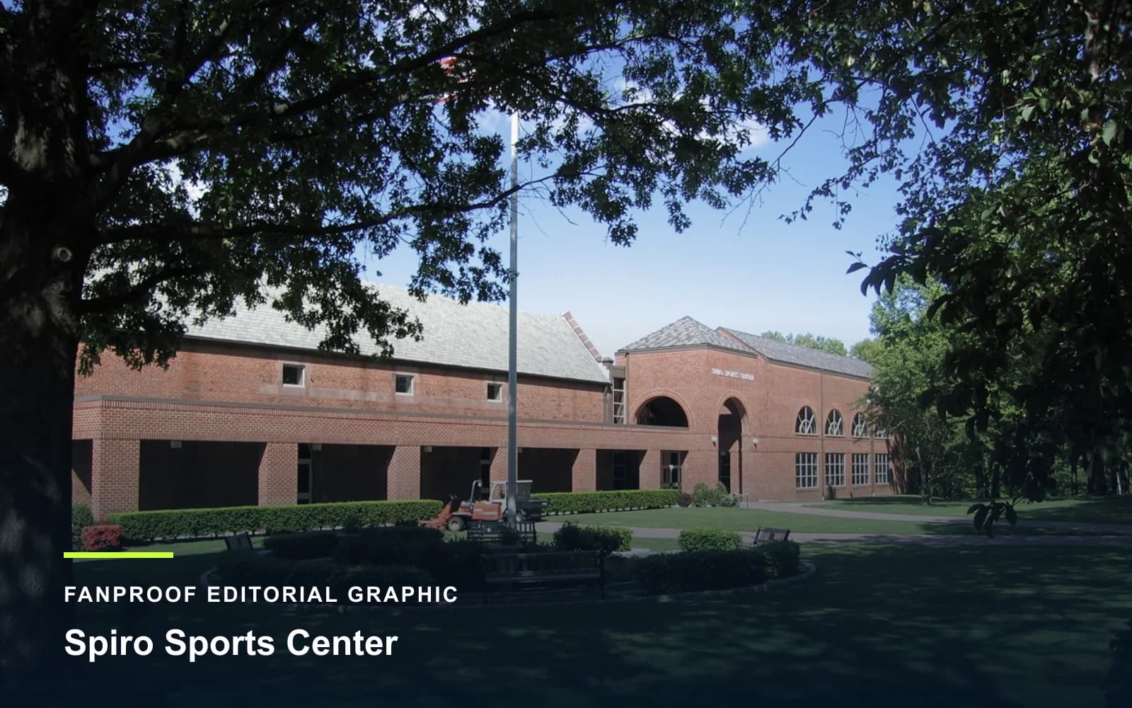 FanProof editorial graphic derived from a reuse-cleared view of Spiro Sports Center, home of Wagner basketball.