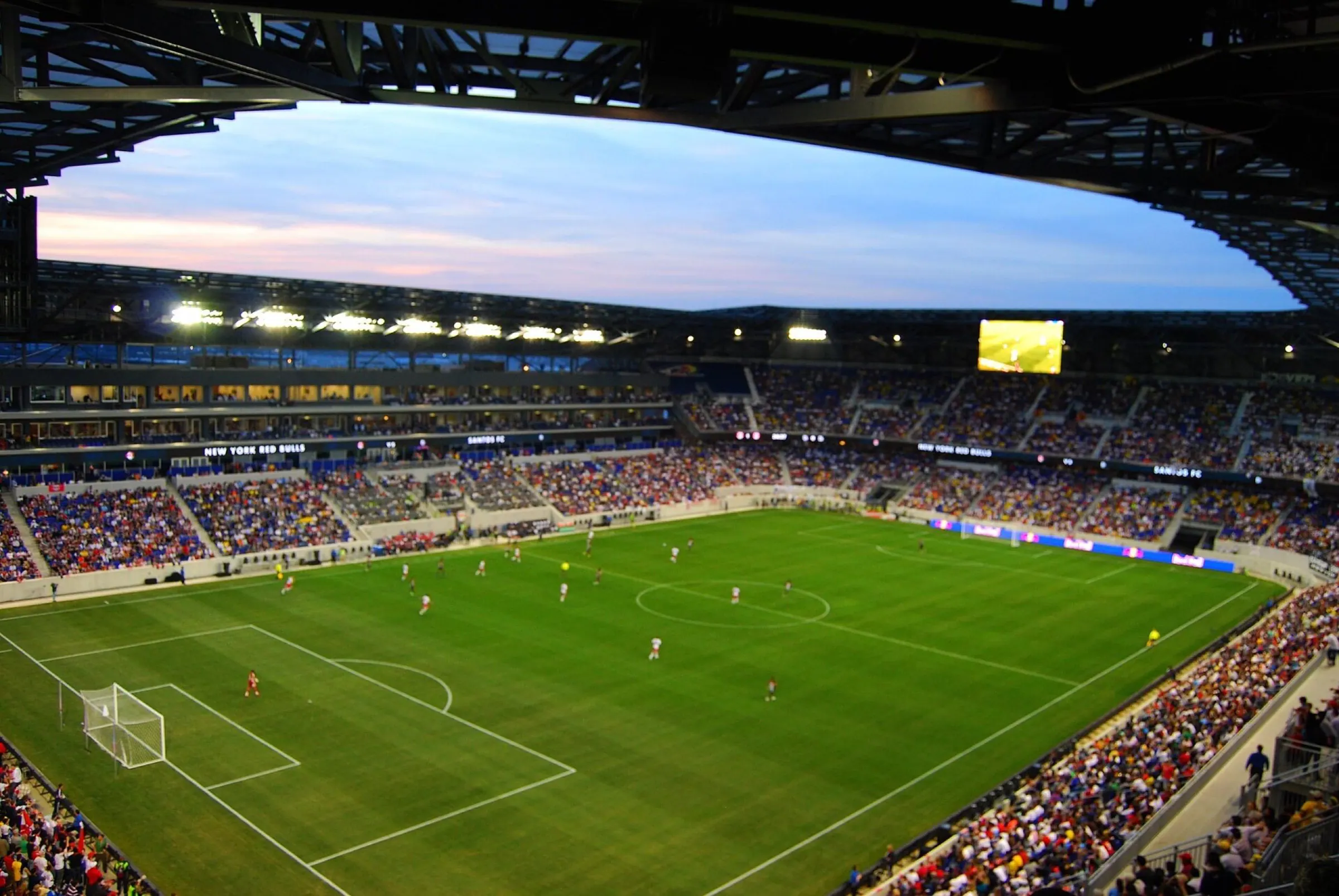 Wide interior view of Sports Illustrated Stadium.