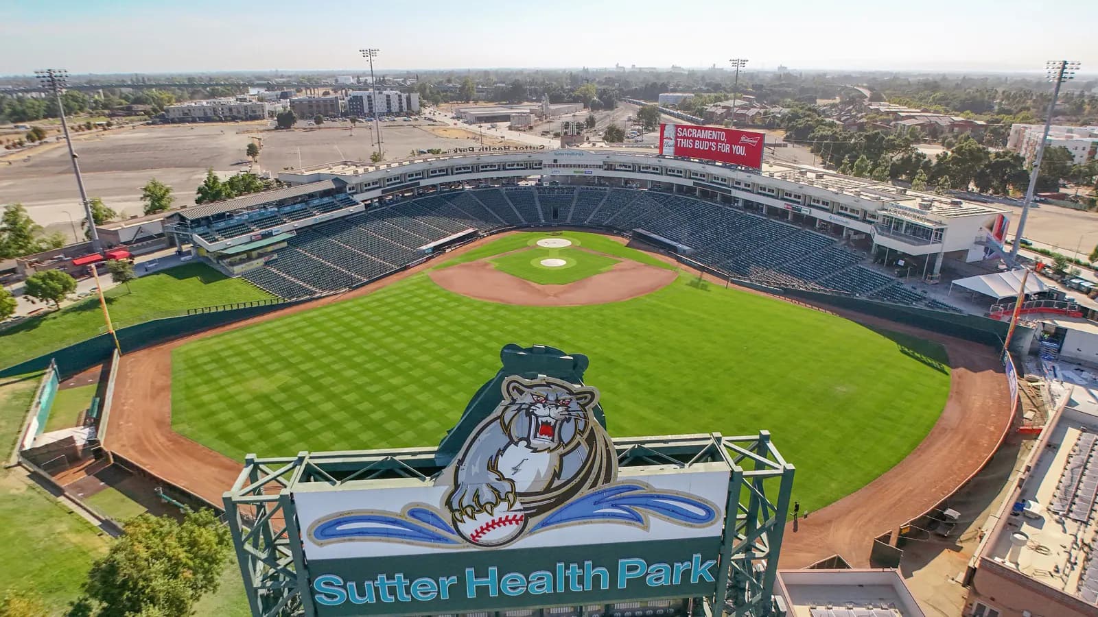 Sutter Health Park baseball field and seating bowl in West Sacramento.