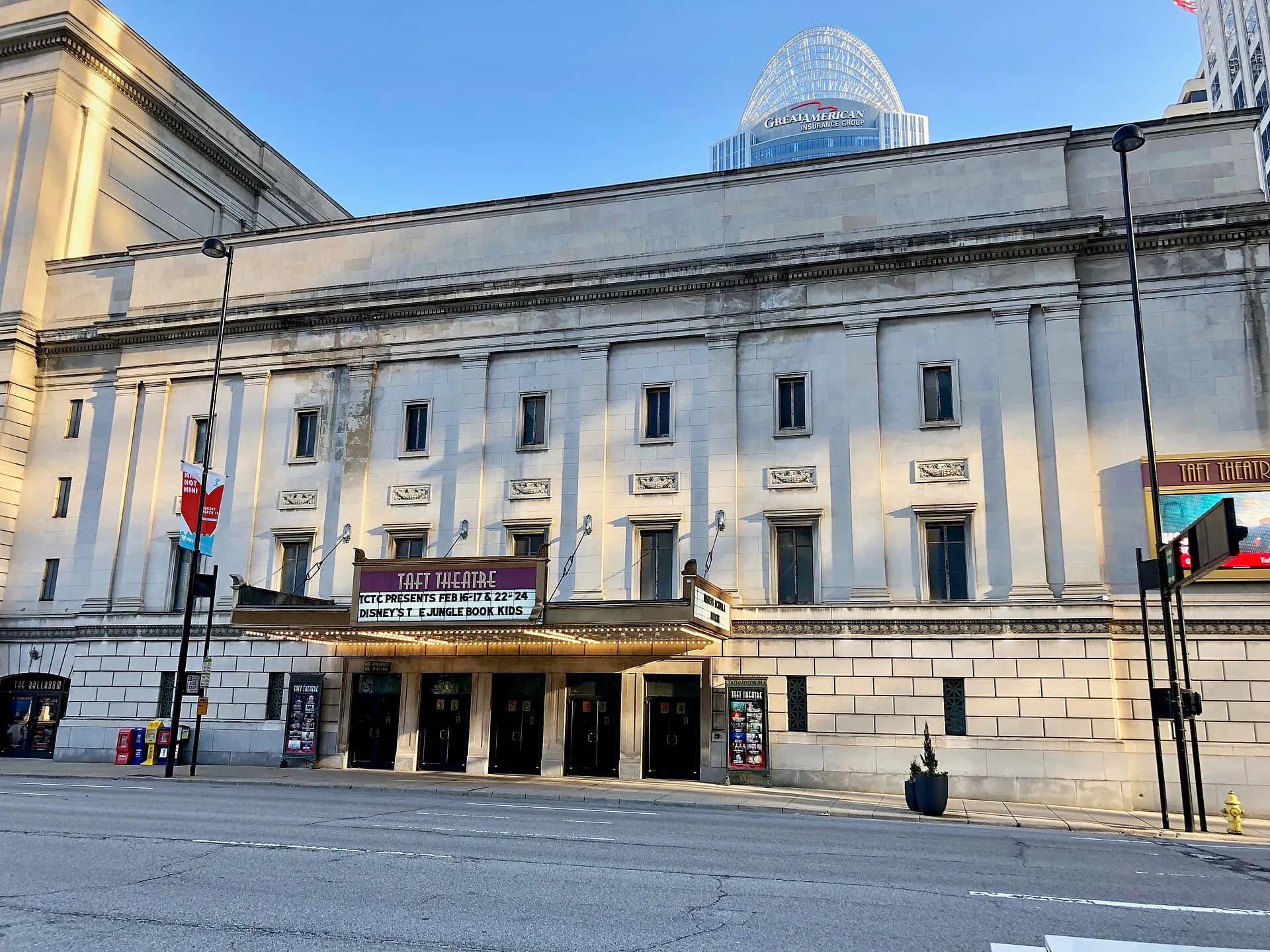 Taft Theatre entrance facade in Cincinnati