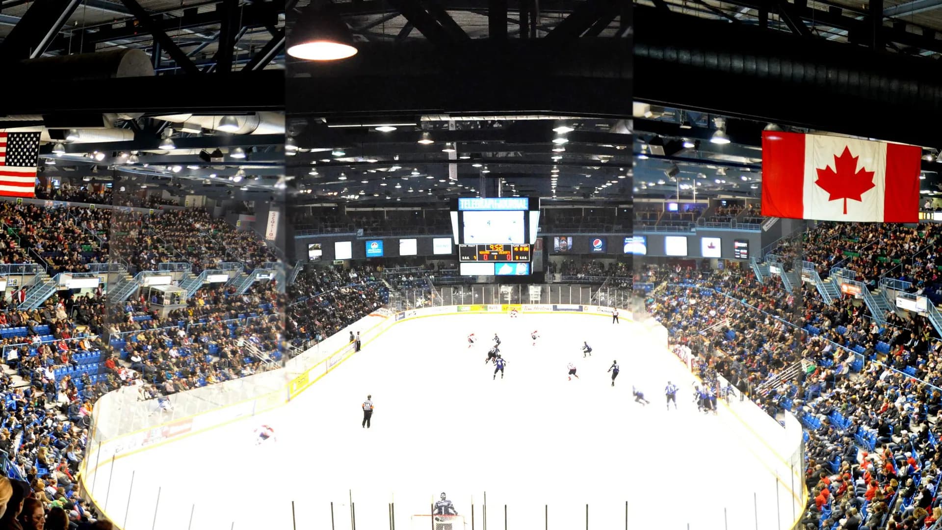 Wide hockey view of the seating bowl inside TD Station in Saint John