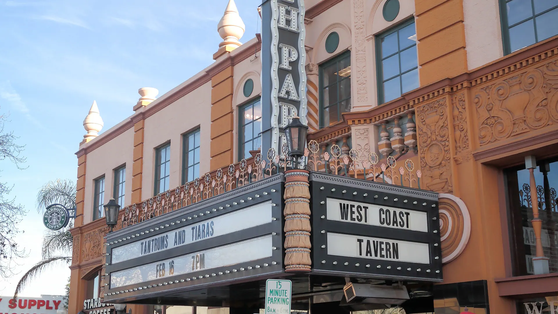 Exterior architectural view of The Observatory North Park and its historic theatre facade.
