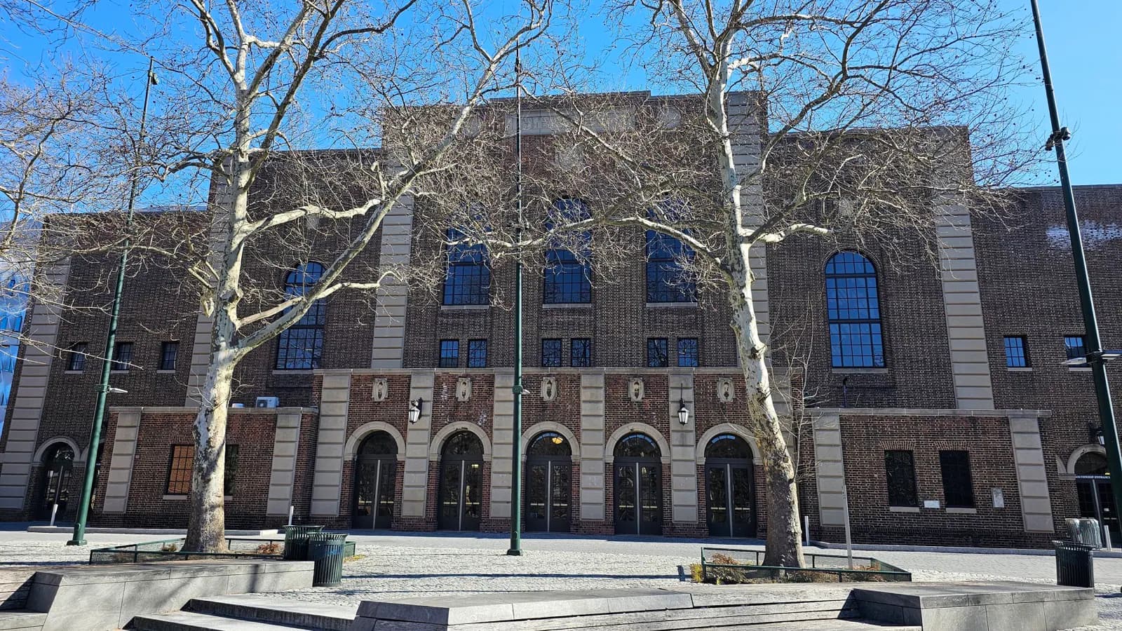Exterior of the historic Palestra on the University of Pennsylvania campus.