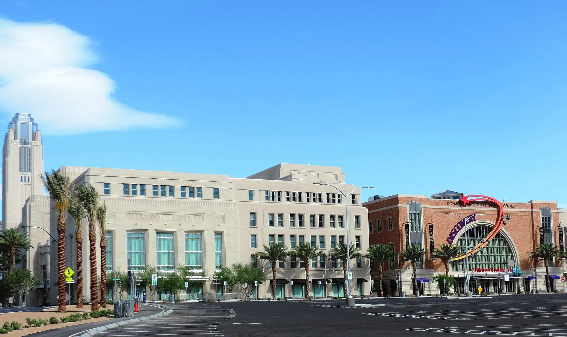 The Smith Center for the Performing Arts and its Art Deco tower in Symphony Park.