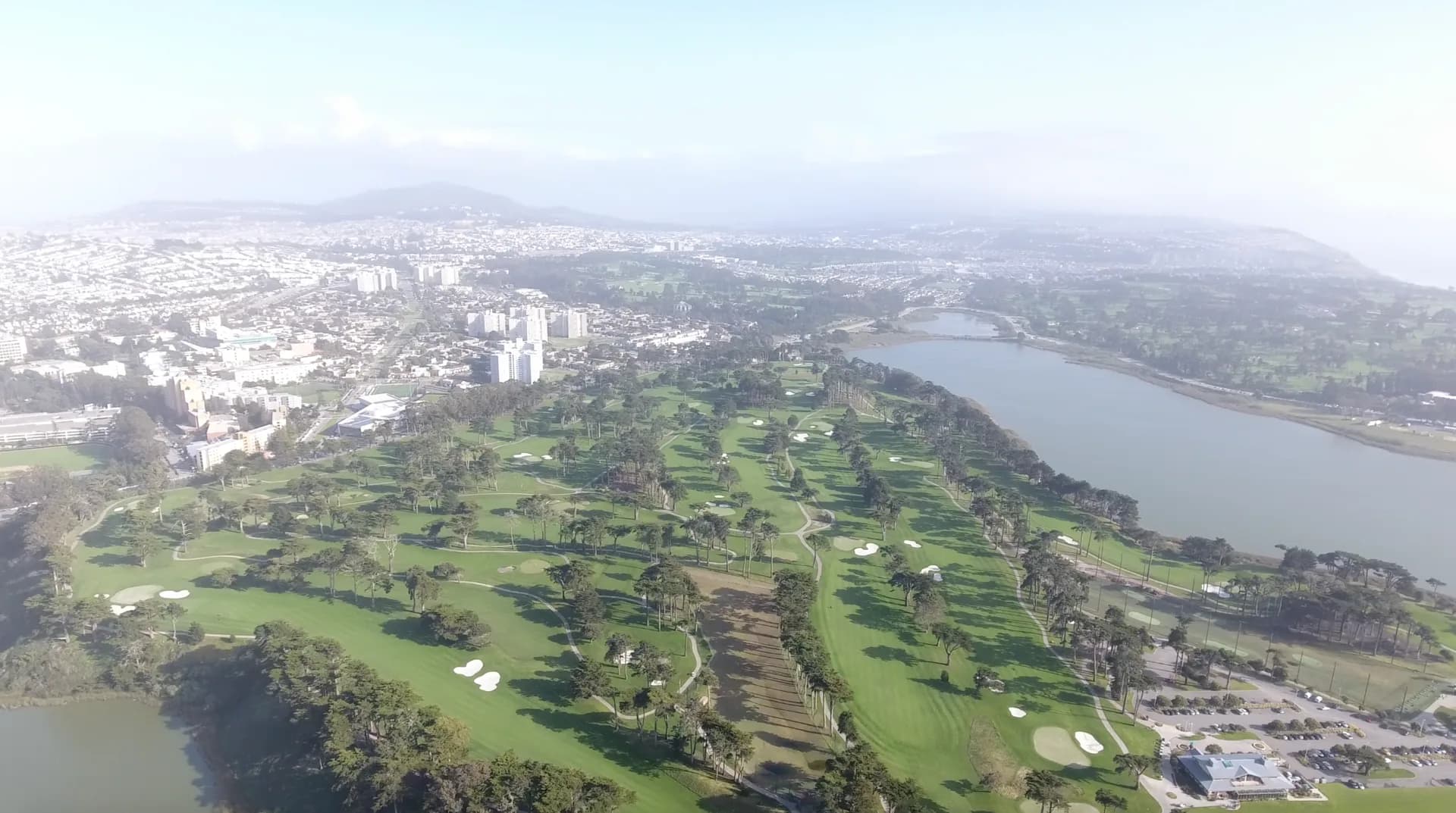 Aerial view of TPC Harding Park in San Francisco.