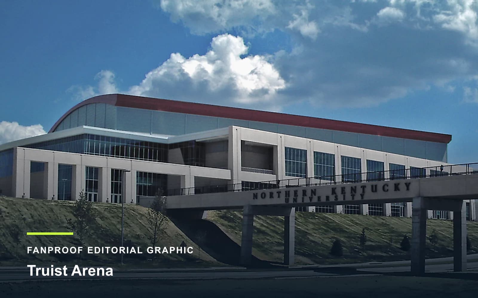 FanProof editorial graphic derived from a reuse-cleared view of Truist Arena, home of Northern Kentucky basketball.